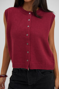 Cassia Knitted Vest Wine