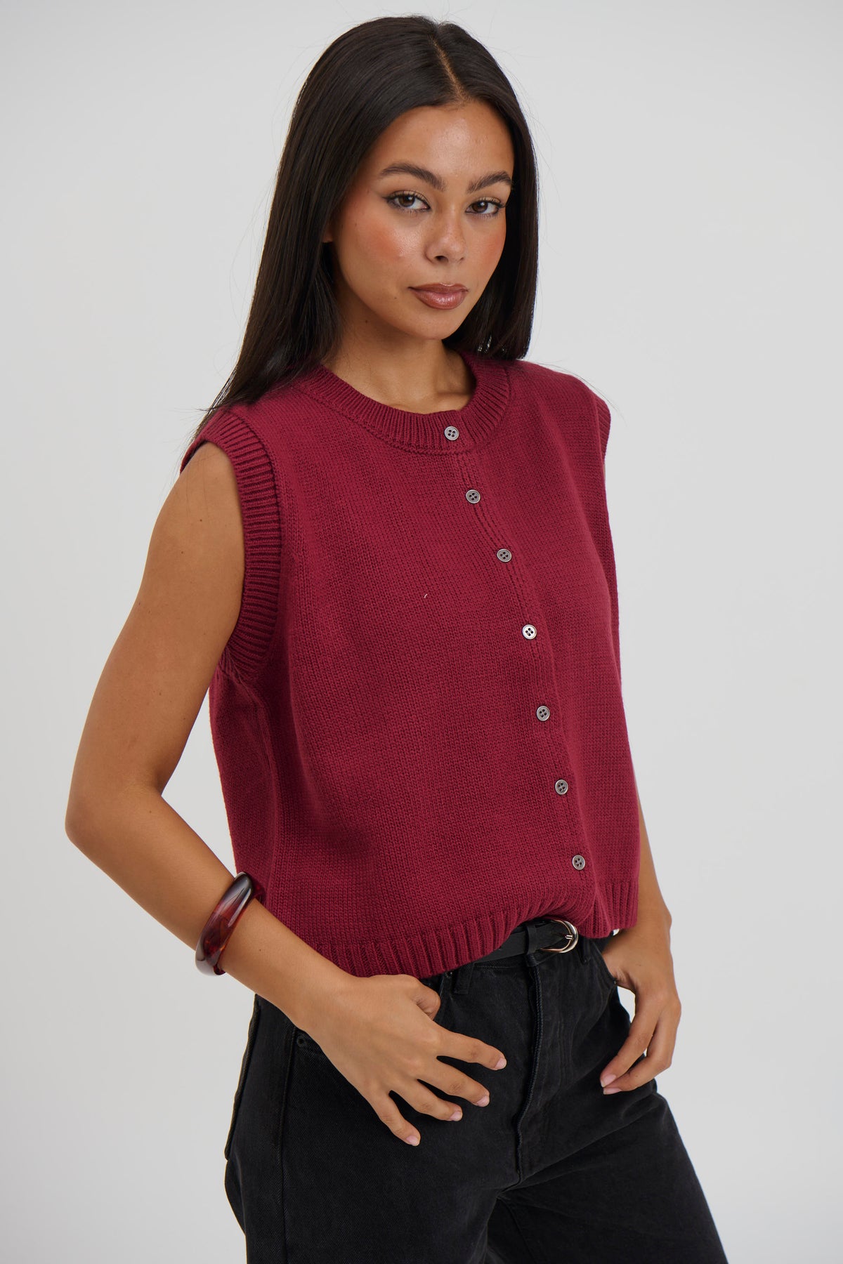 Cassia Knitted Vest Wine