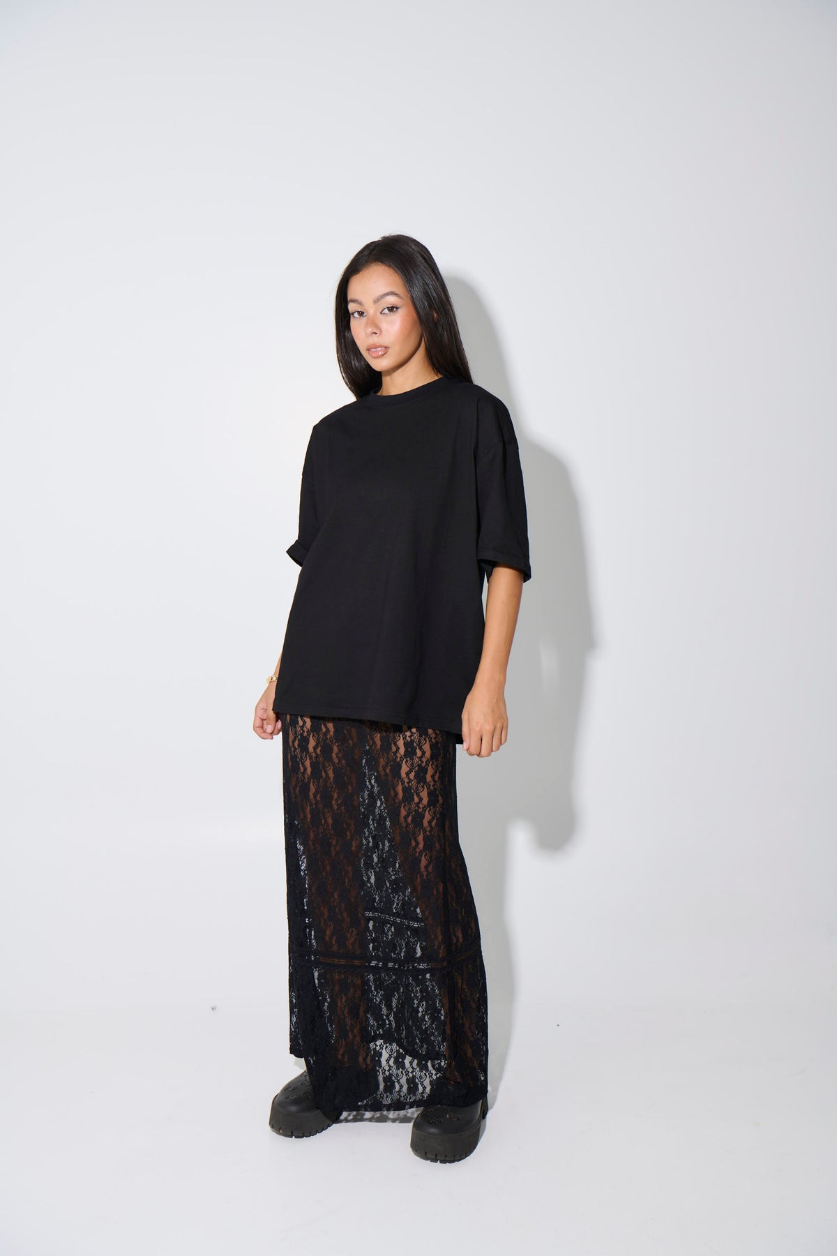 Nadia Lace Maxi Skirt Black