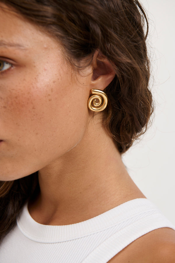 Swirling Earring 18k Gold Plated