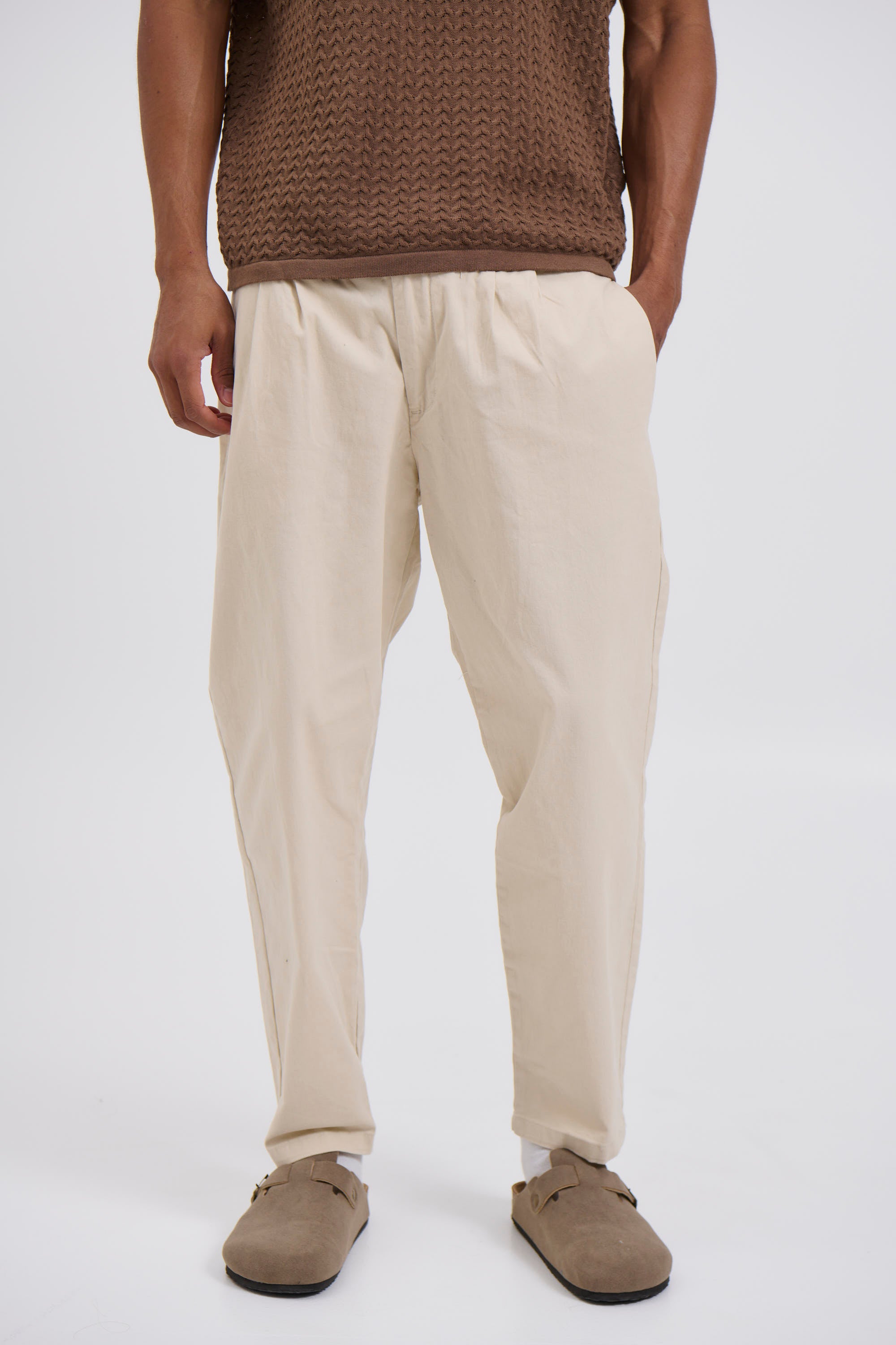 NTH Cropped Pleat Pant Ivory