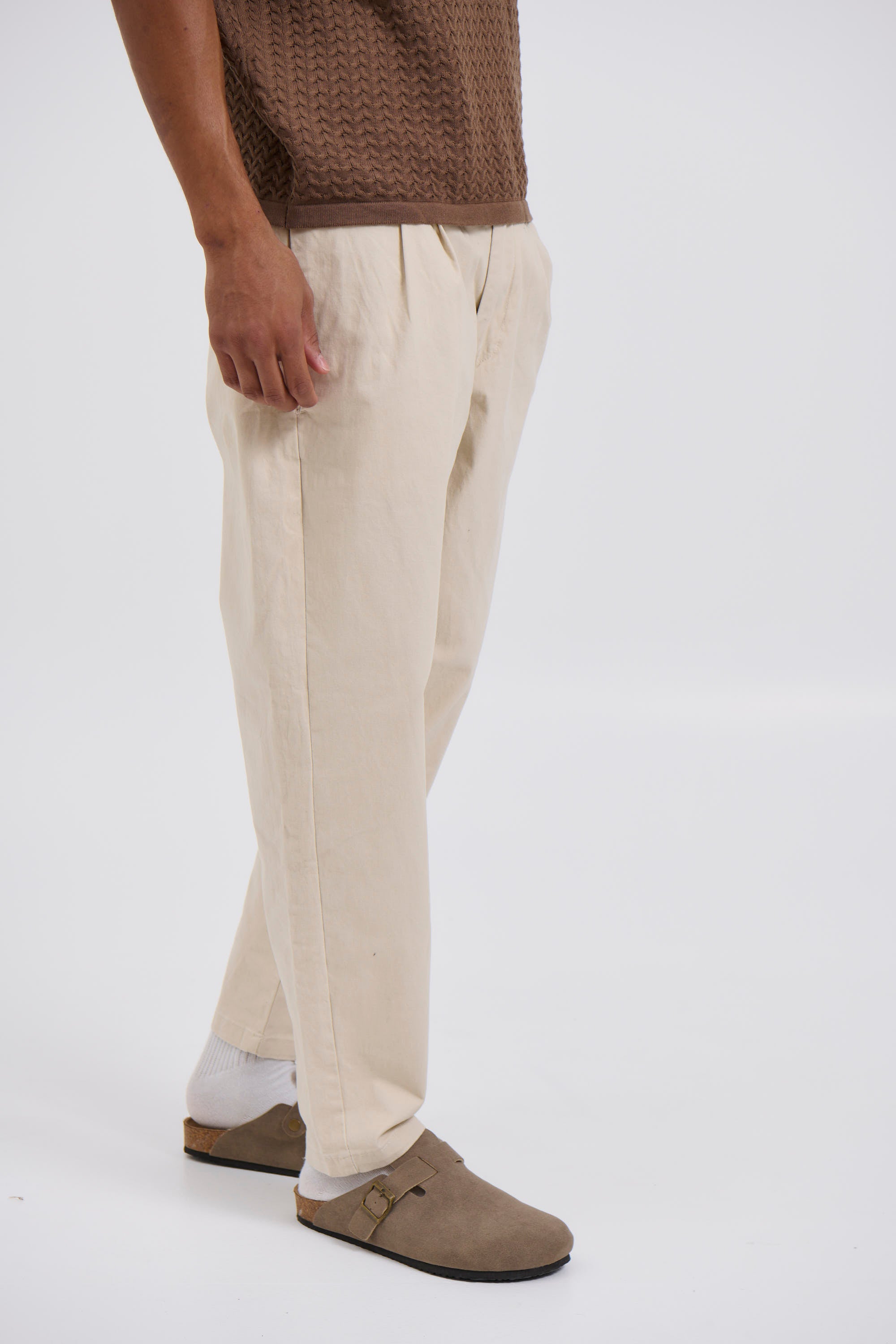NTH Cropped Pleat Pant Ivory