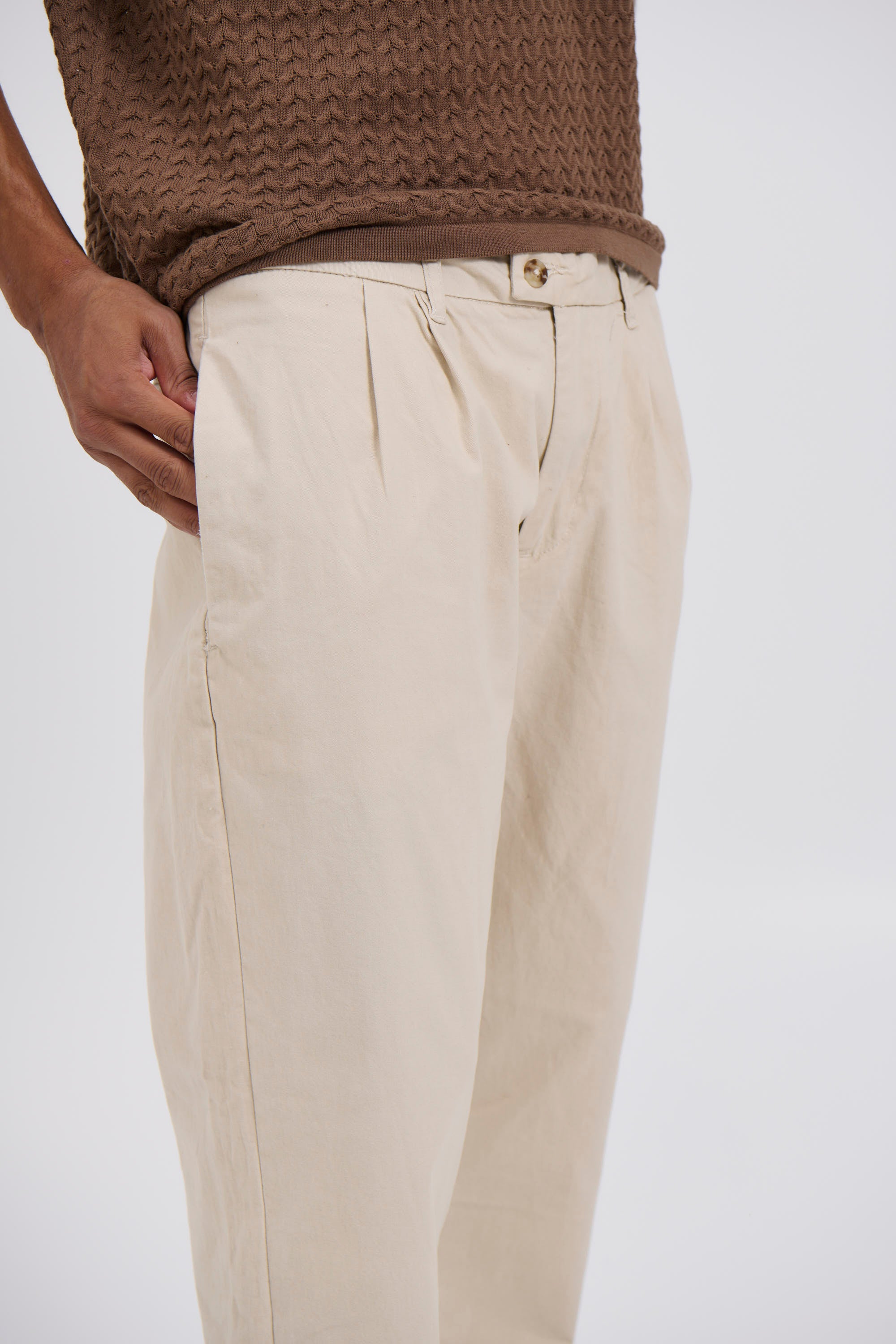 NTH Cropped Pleat Pant Ivory