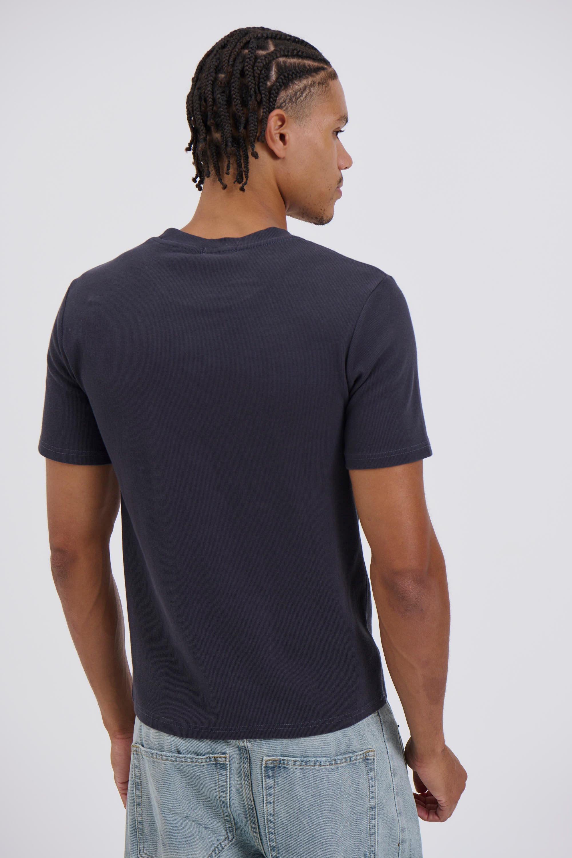 Fitted Ribbed Tee Charcoal