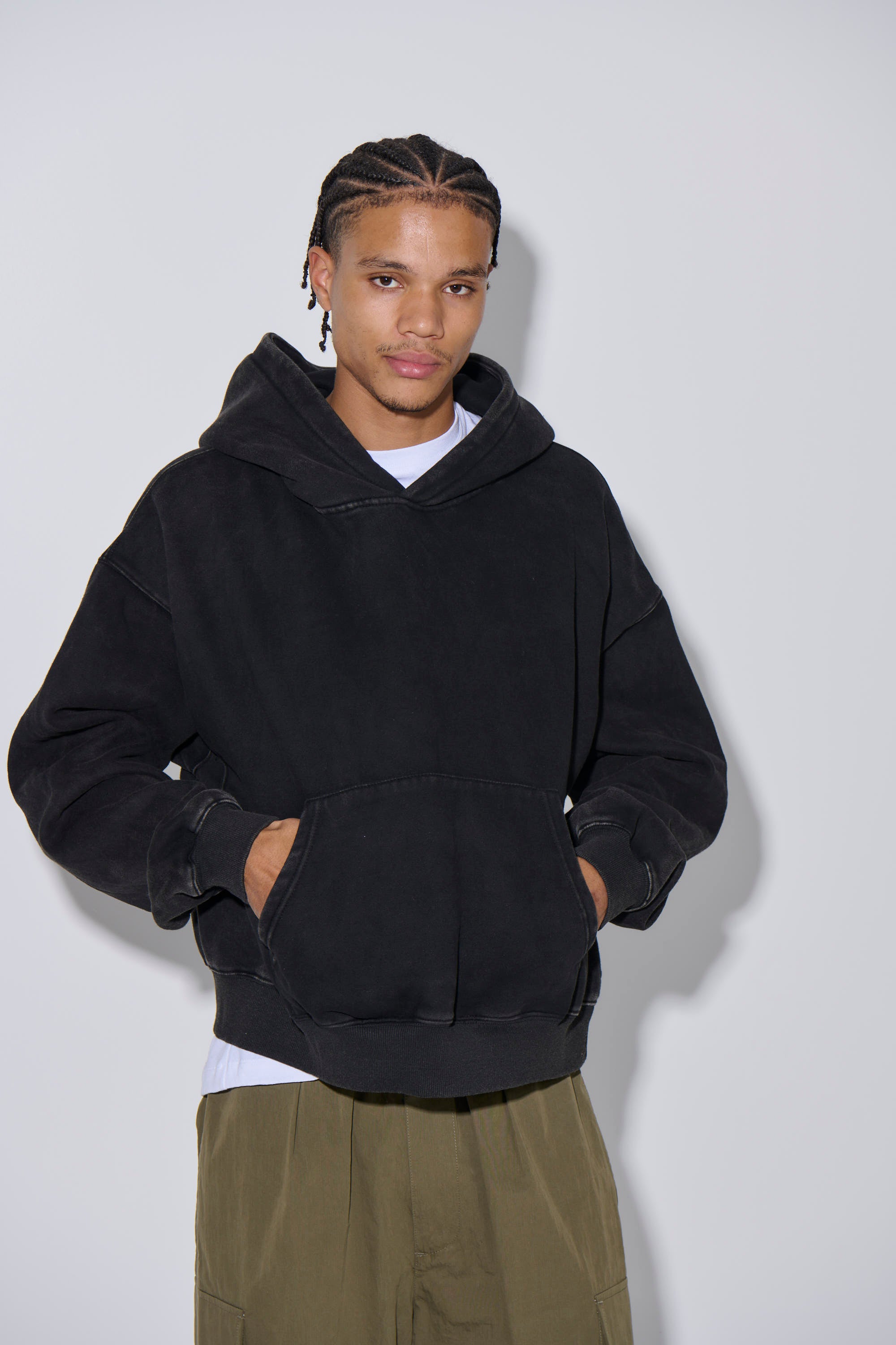 Roman Cropped Drop Hoodie Acid