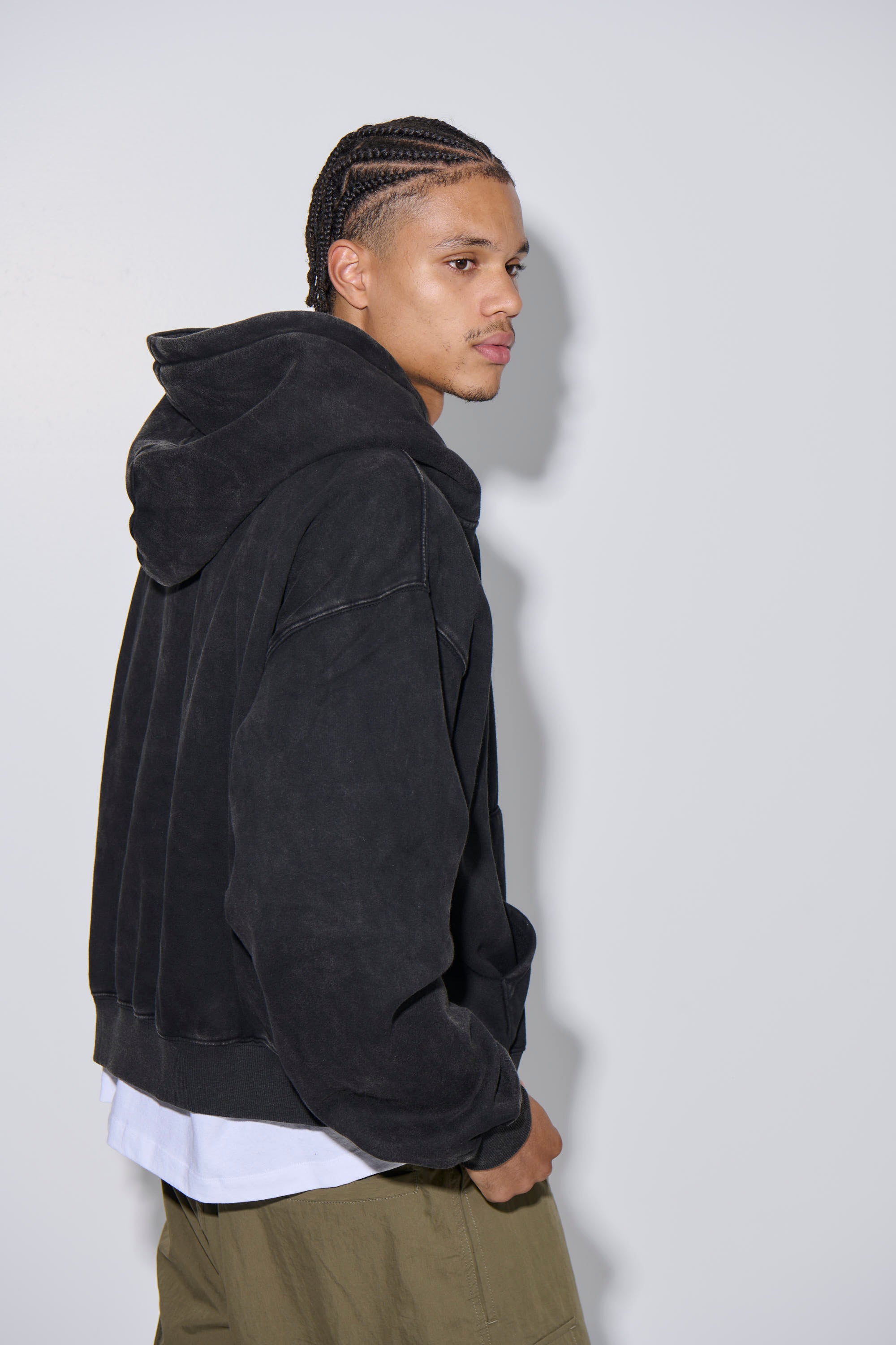 Roman Cropped Drop Hoodie Acid