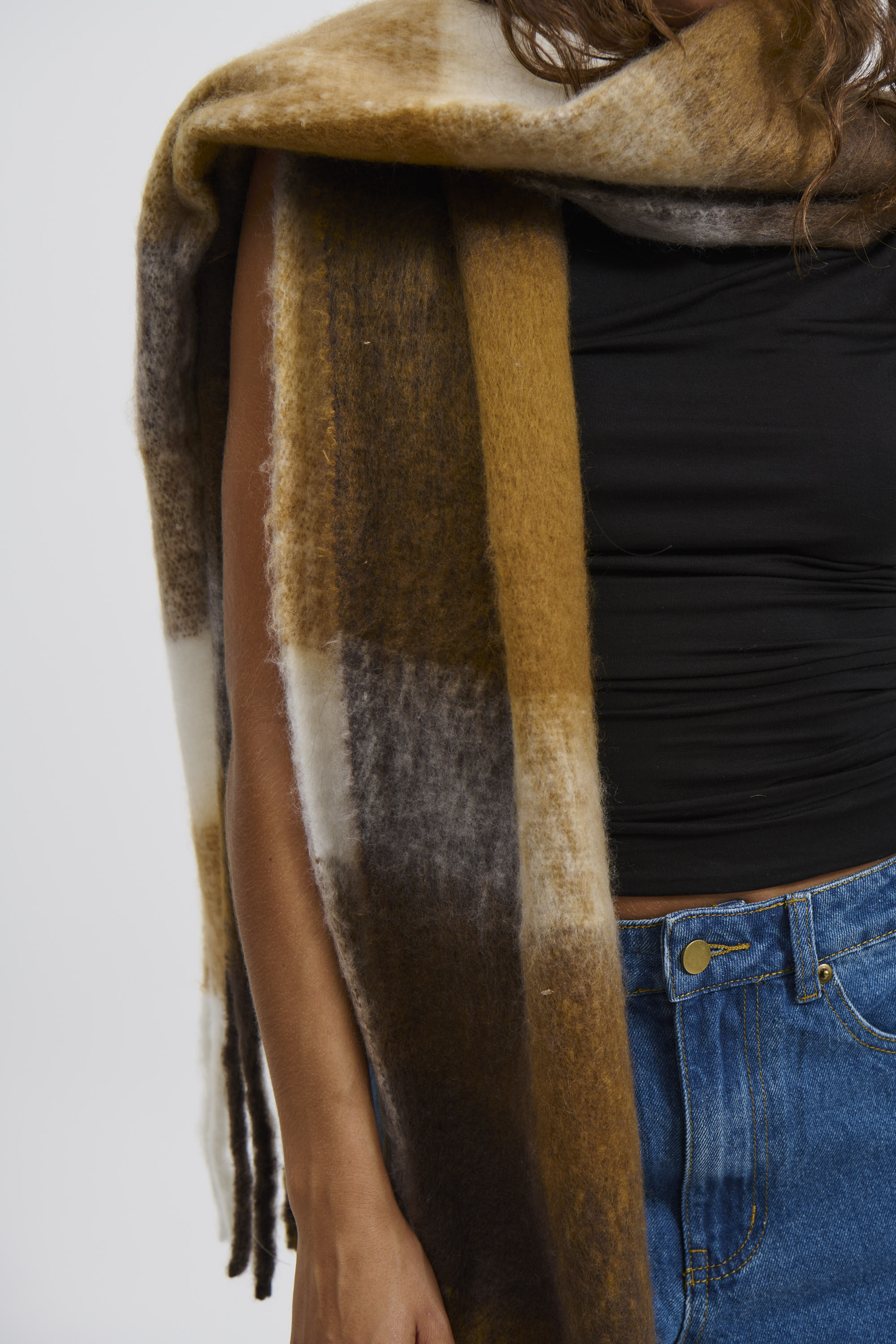 Dijon Checkered Scarf Earth