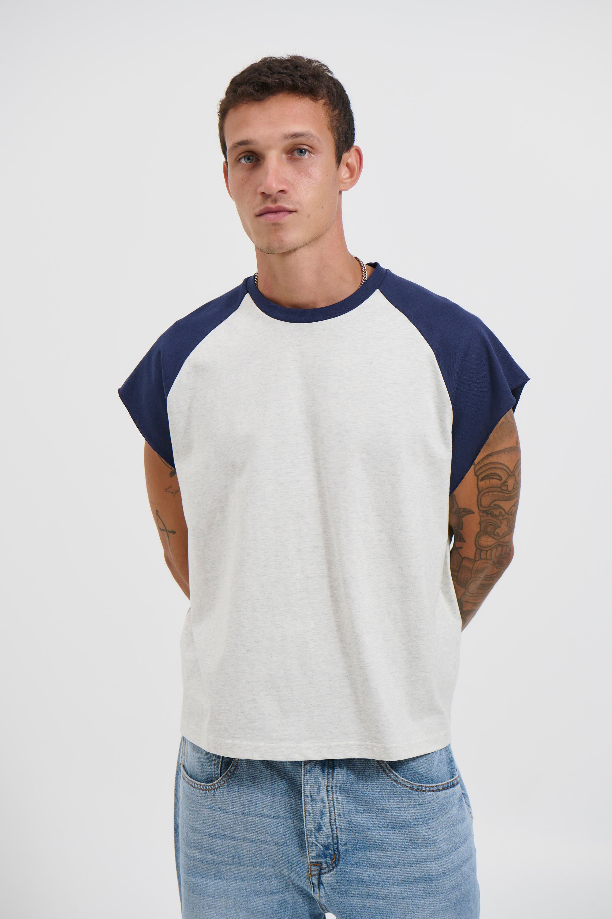 Raglan Crop Box Tank Navy