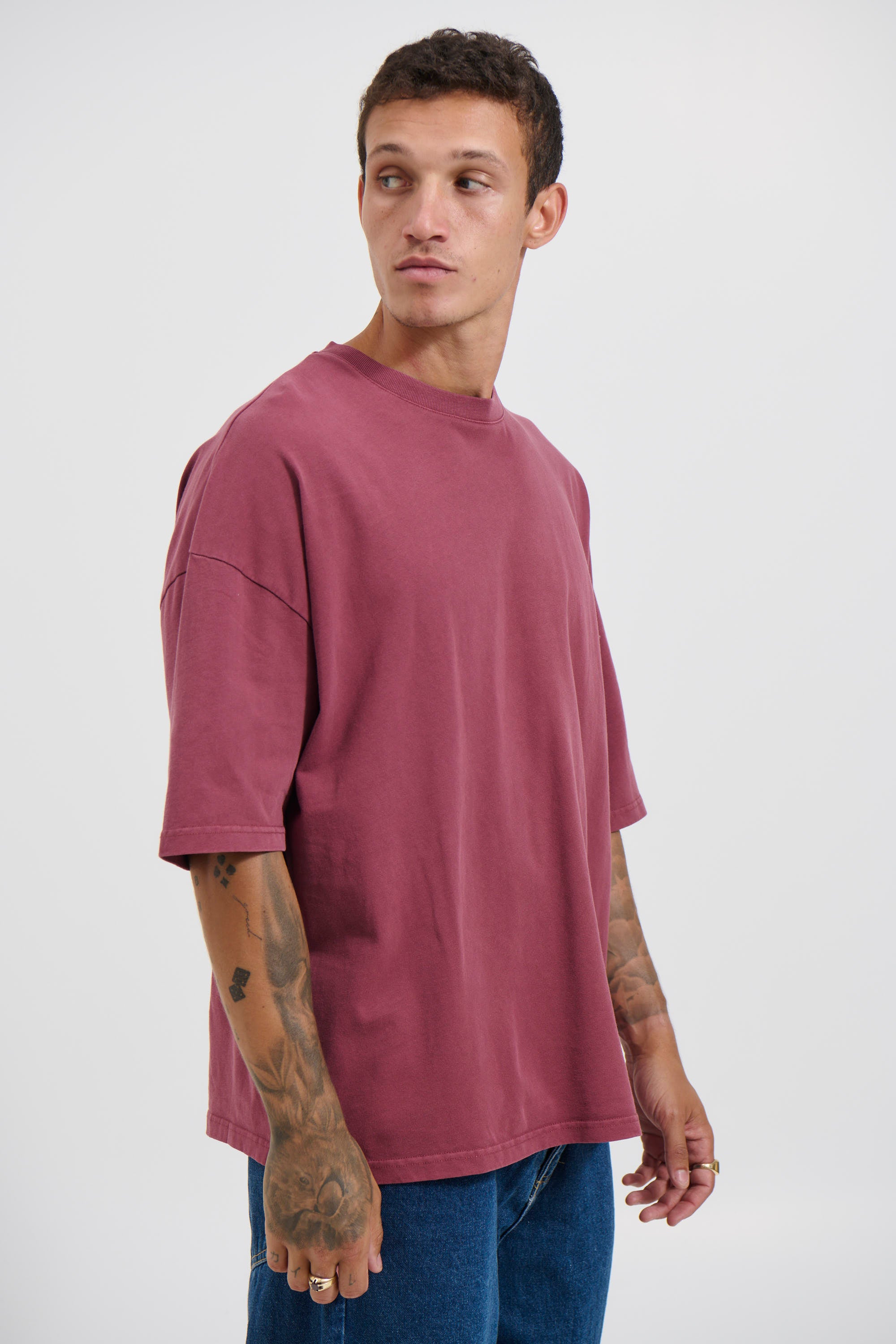 Miller Drop Shoulder Box Tee Carmine
