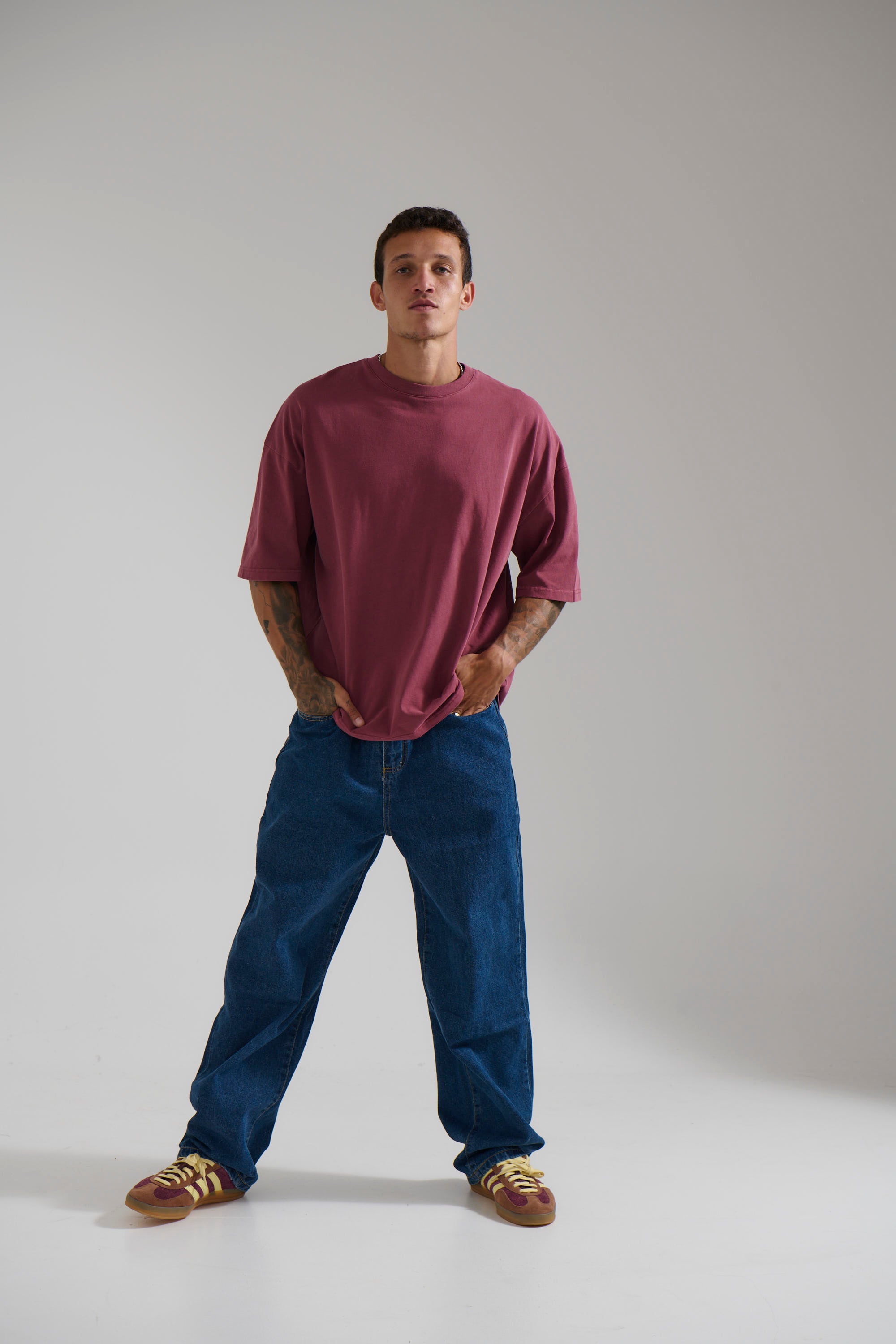 Miller Drop Shoulder Box Tee Carmine