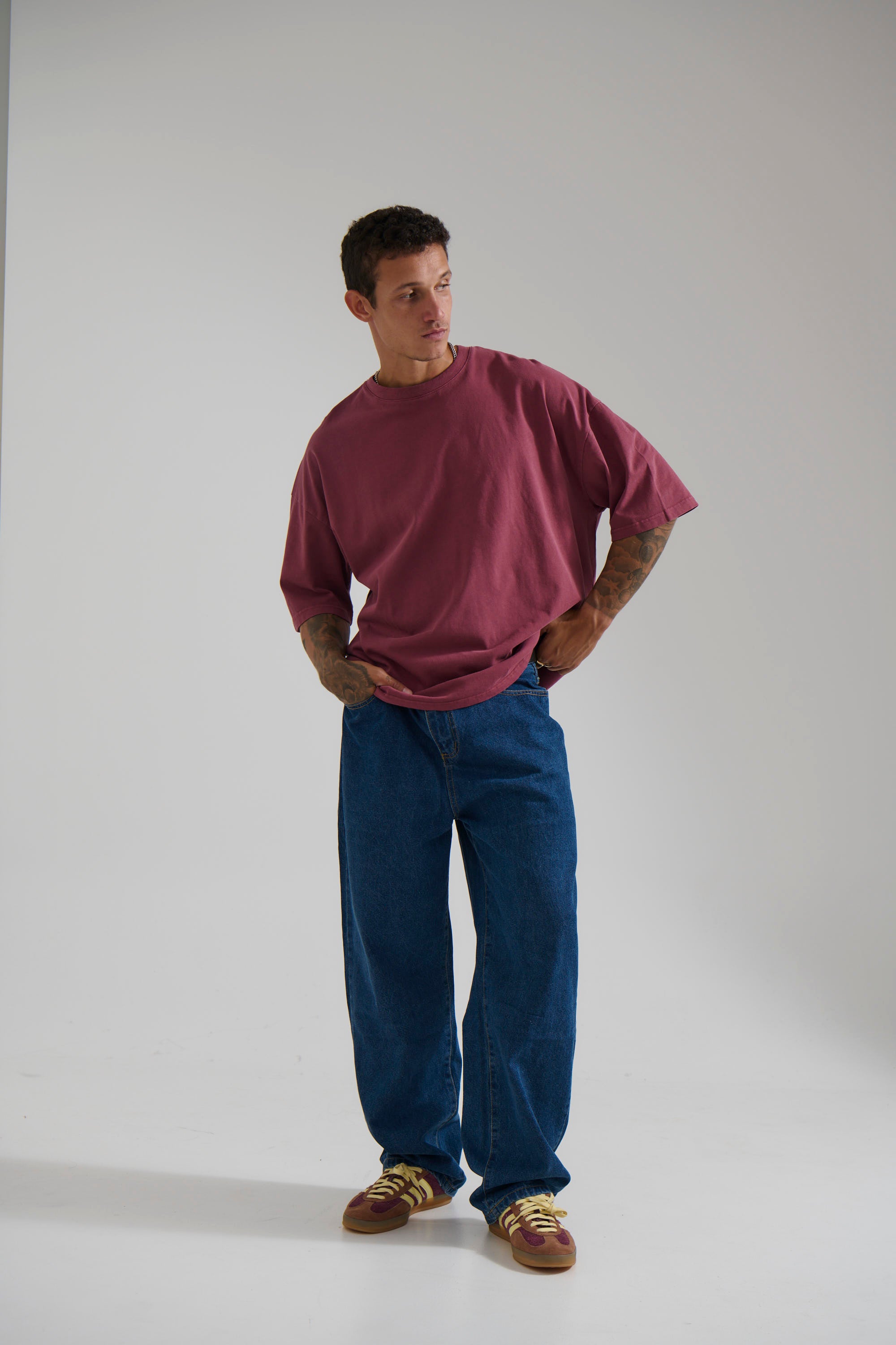 Miller Drop Shoulder Box Tee Carmine