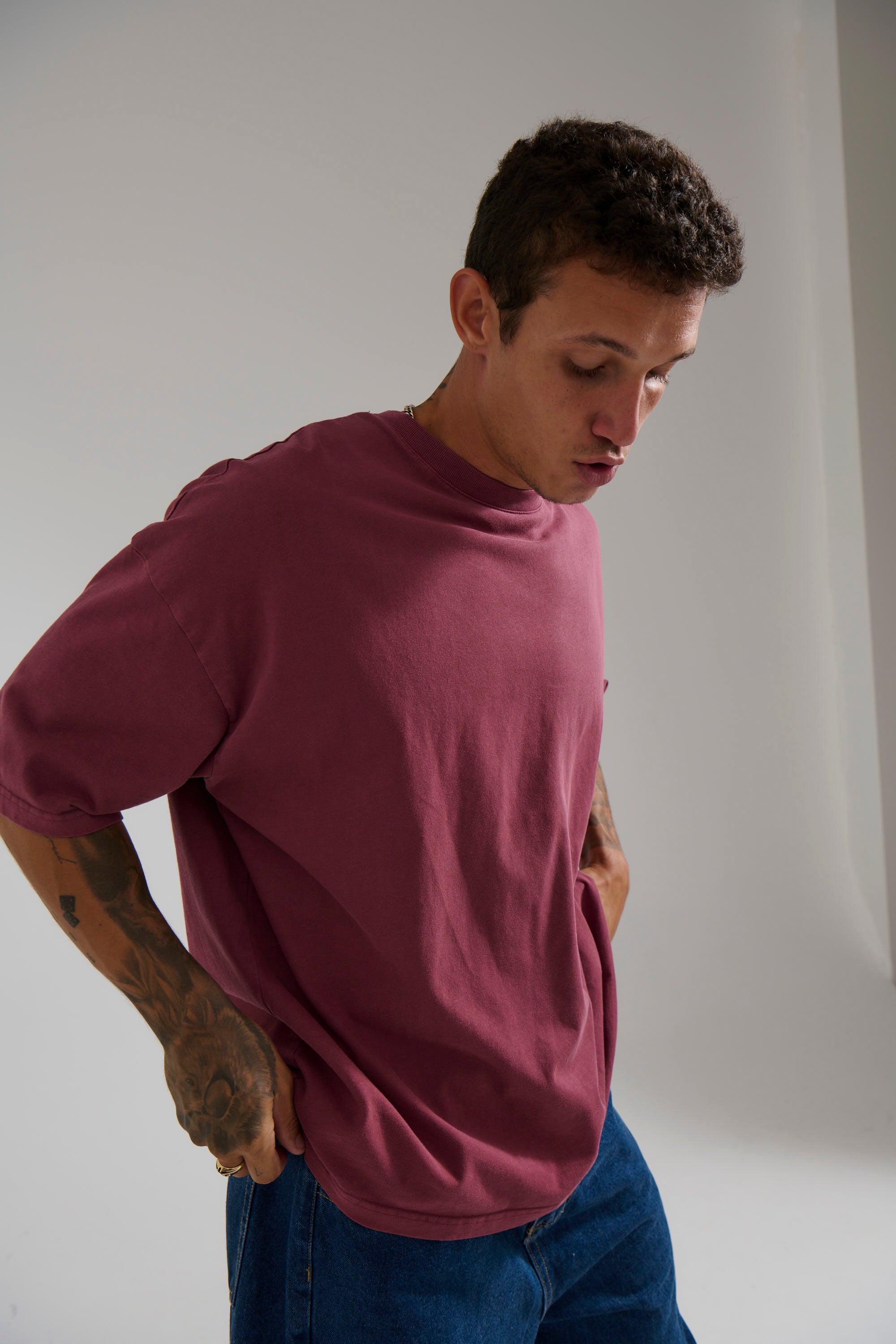 Miller Drop Shoulder Box Tee Carmine