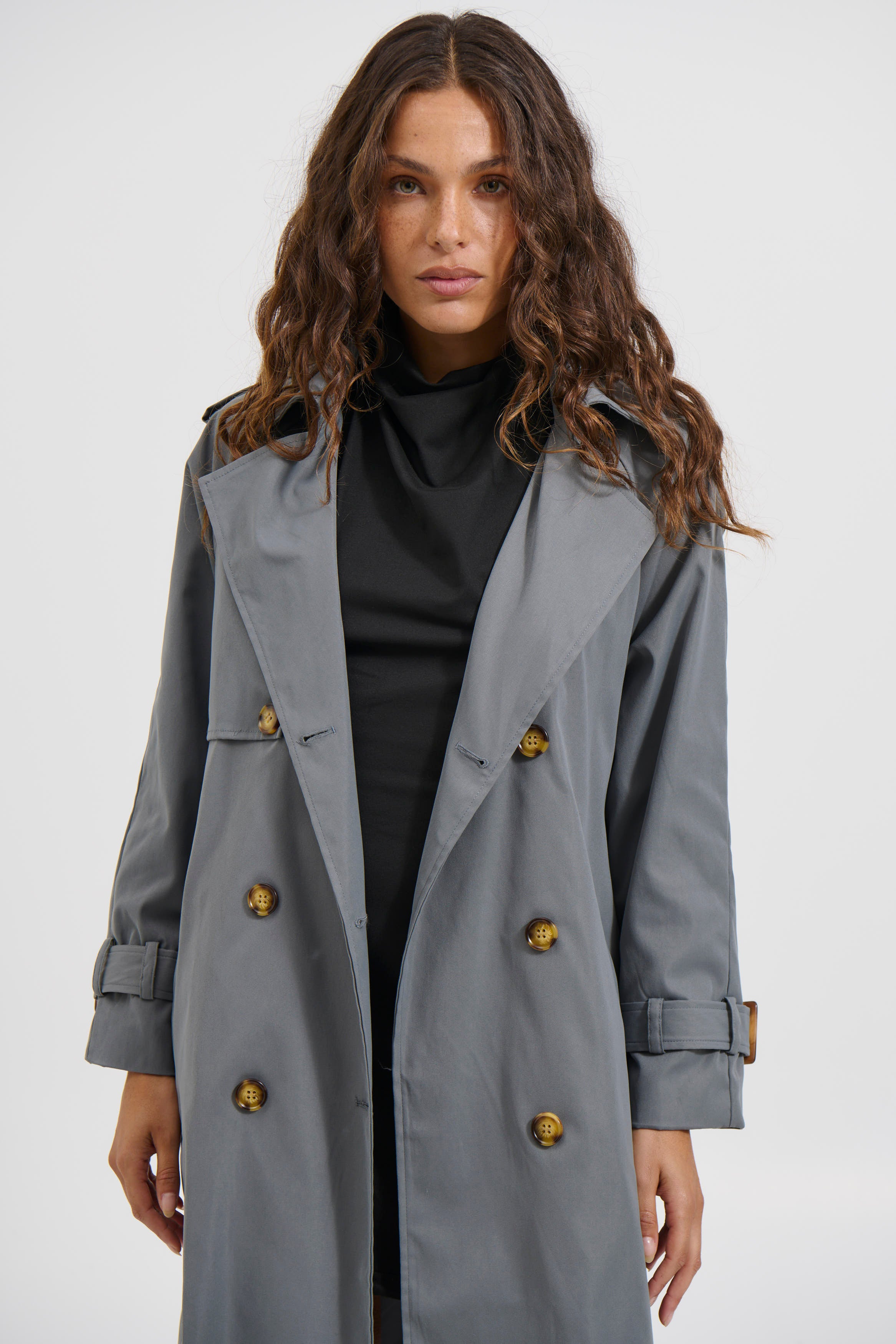Lia Trench Dark Grey