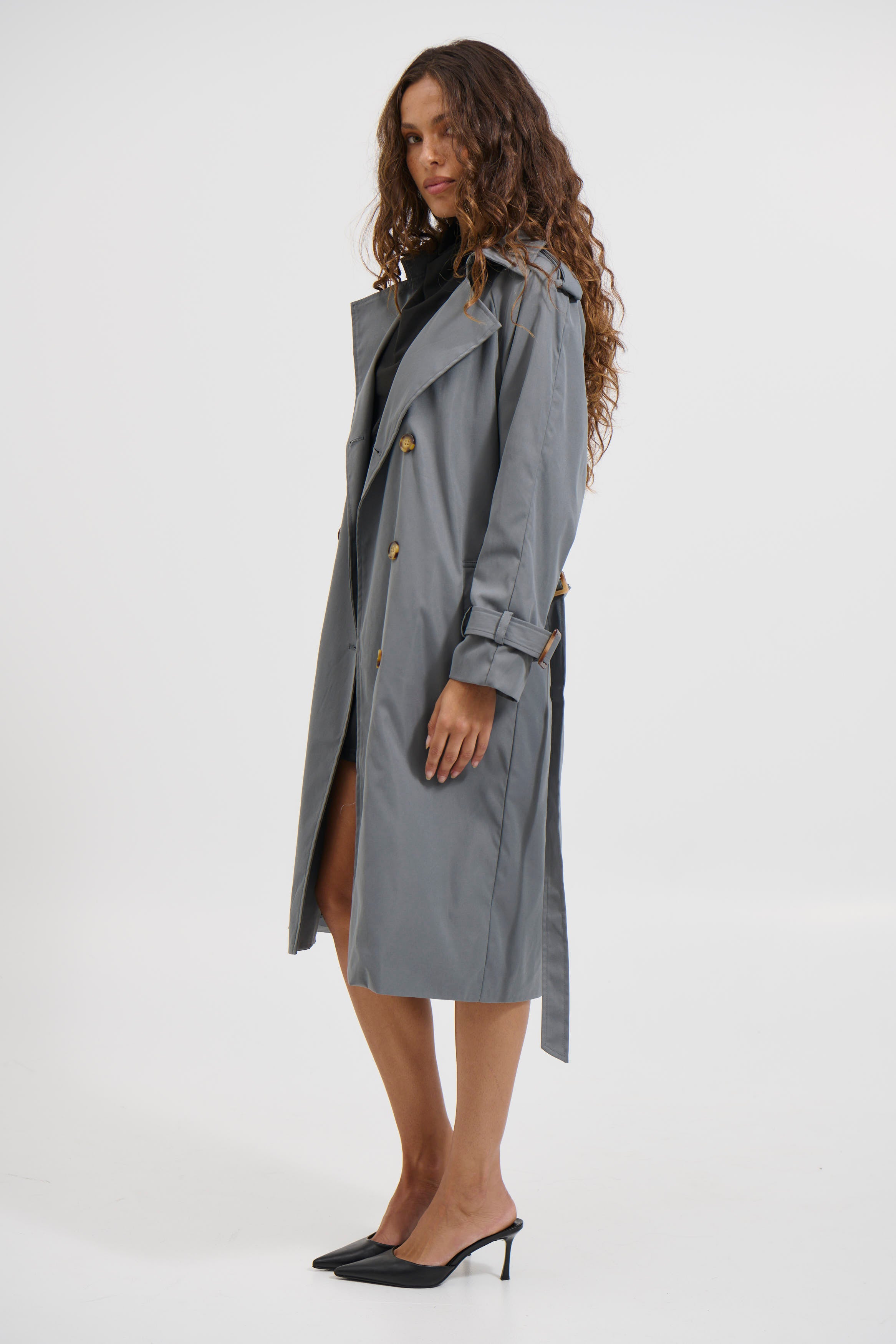 Lia Trench Dark Grey