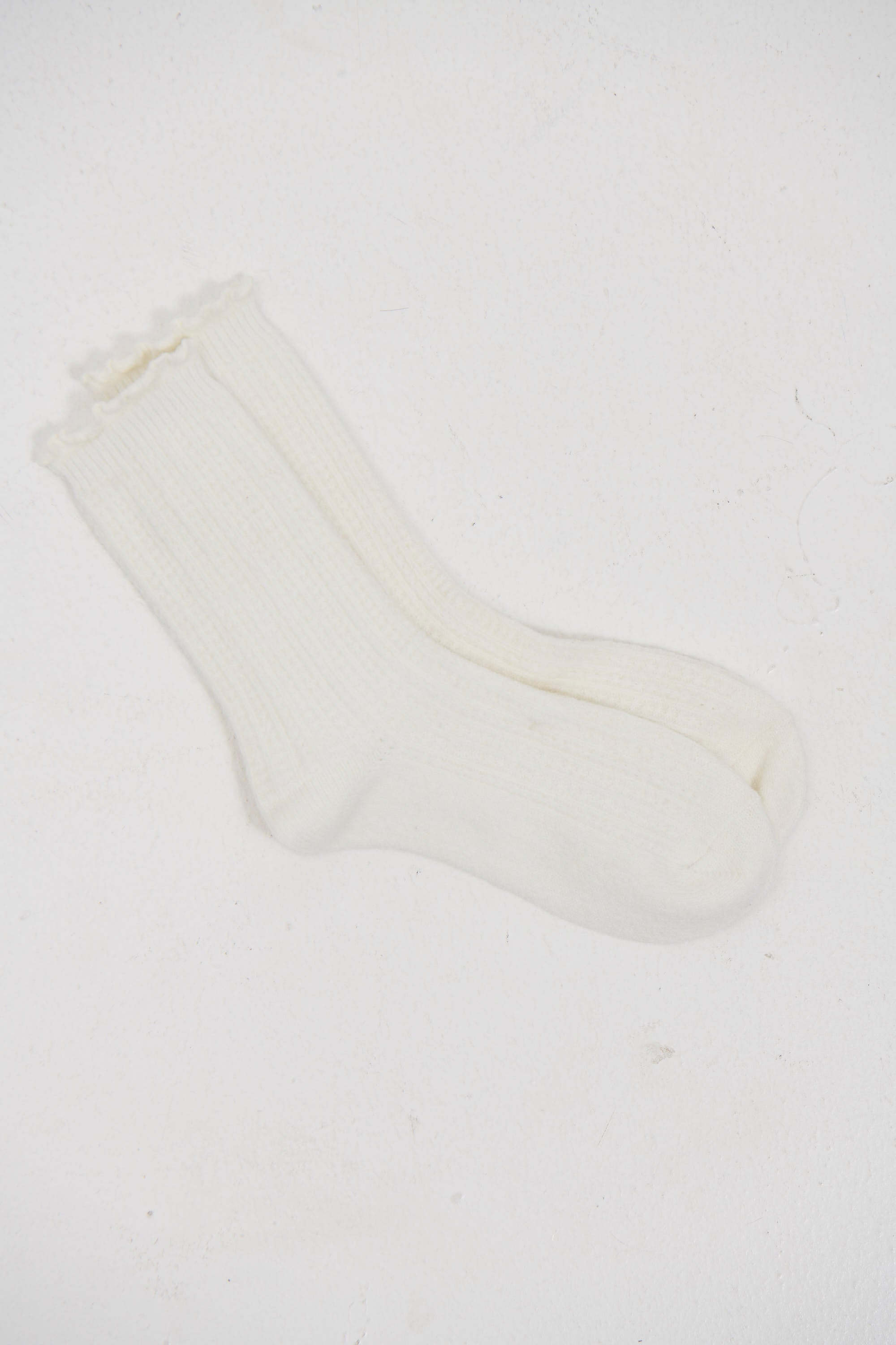 Frill Wool Sock White