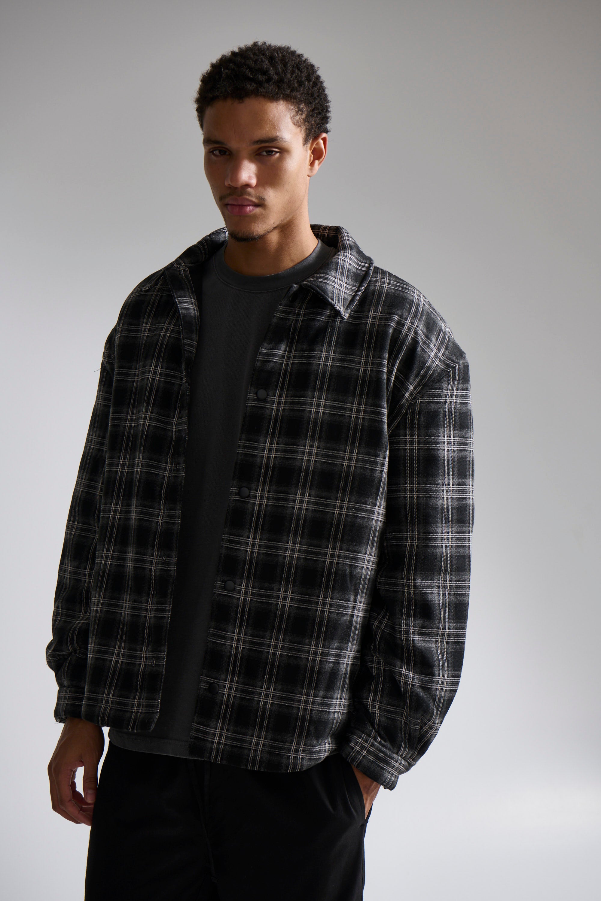 Check Trucker Jacket Black