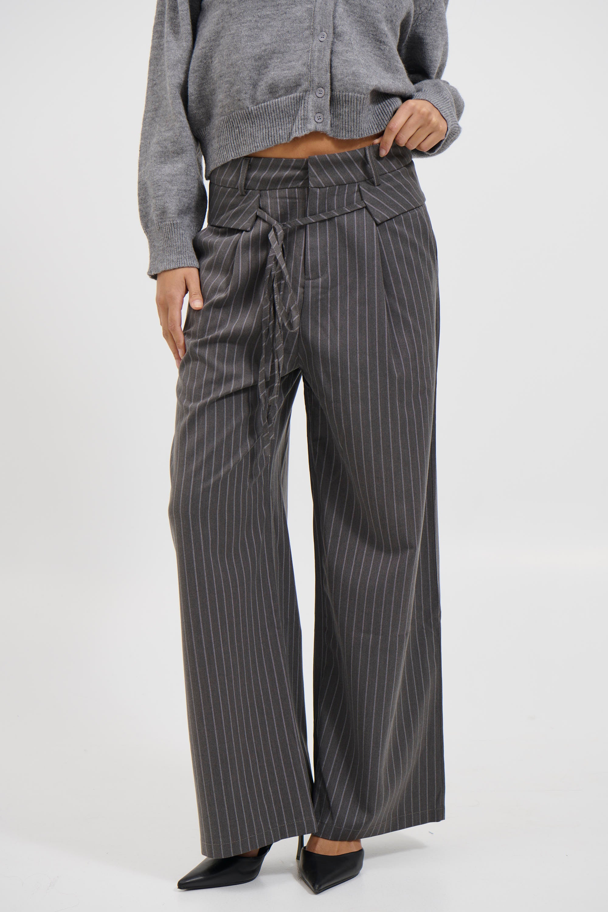 Kiara Pinstripe Pant Grey