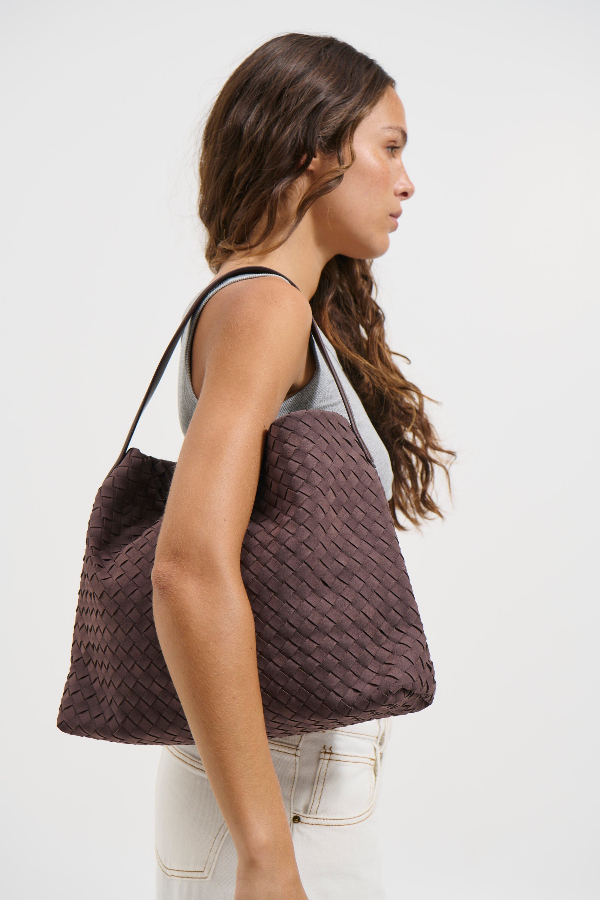Anya Woven Tote Bag Brown