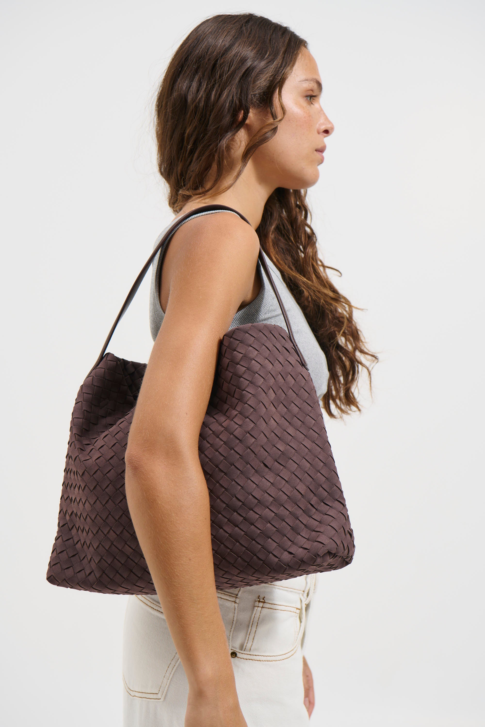 Anya Woven Tote Bag Brown