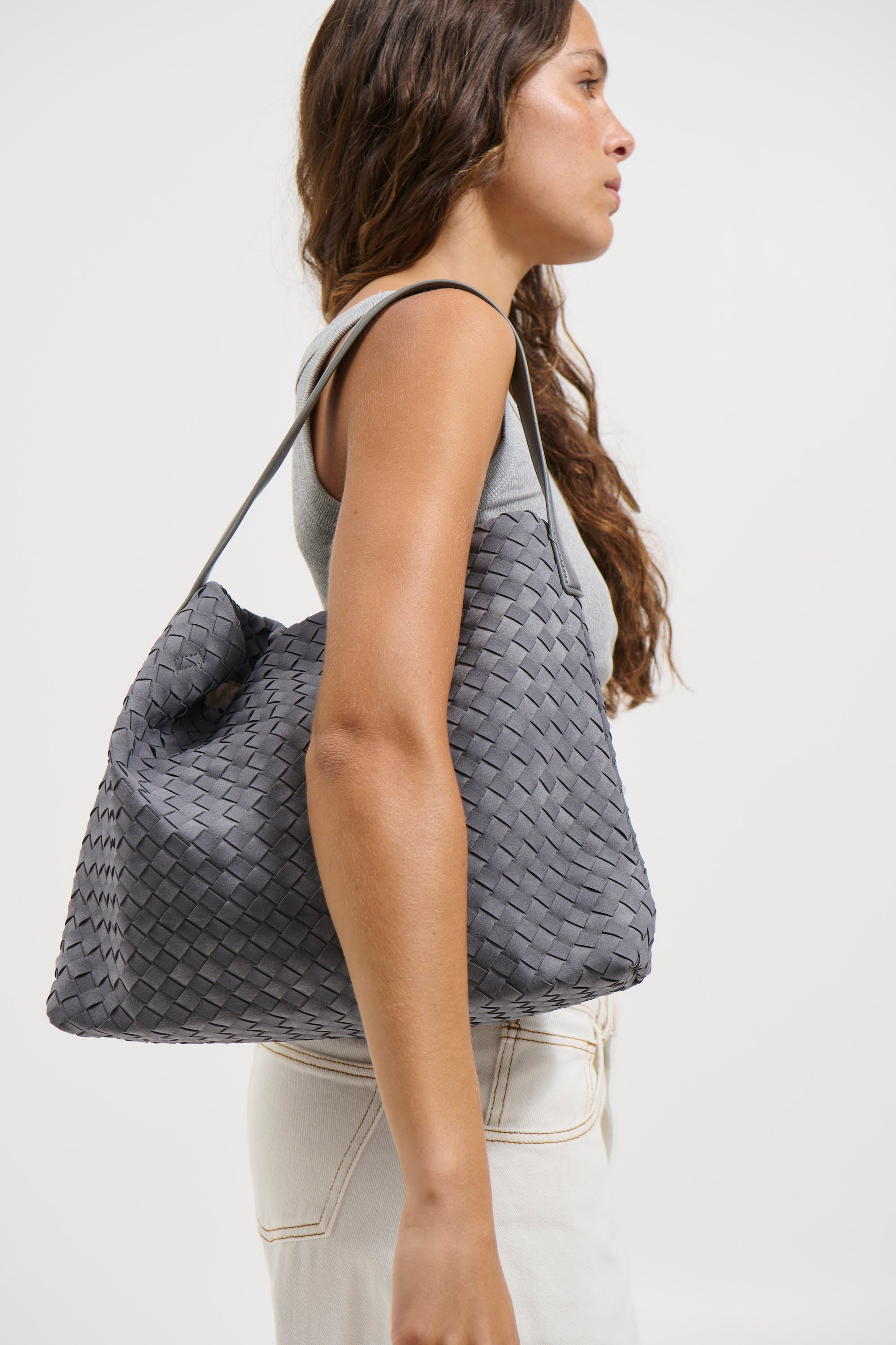Anya Woven Tote Bag Steel