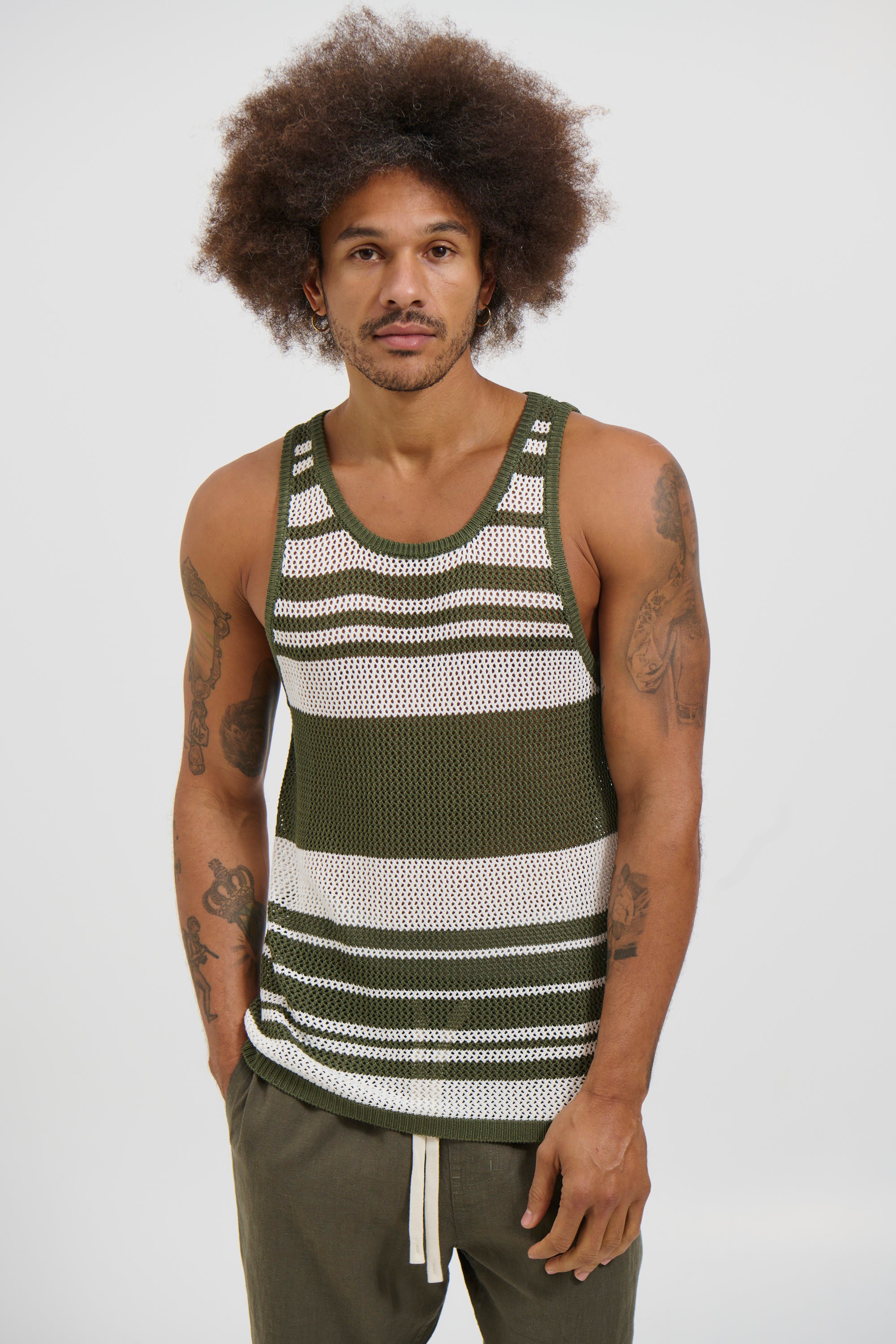 Alcha Tank Khaki/White