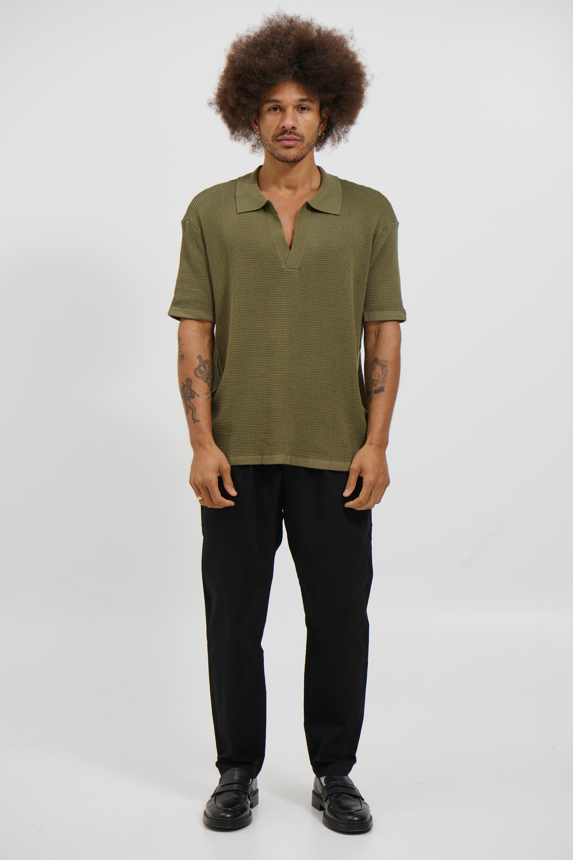 NTH Open Neck Polo Army