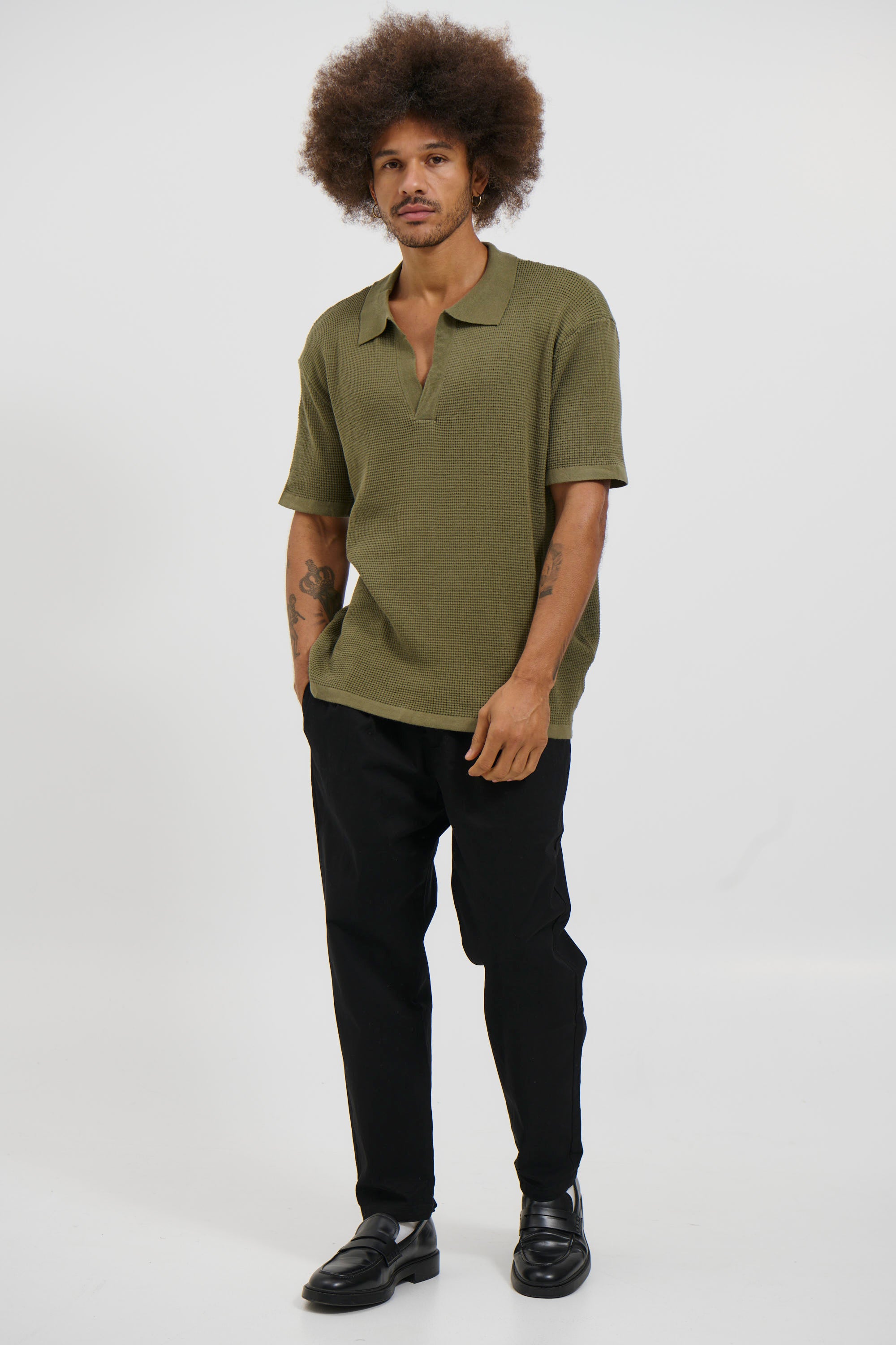 NTH Open Neck Polo Army