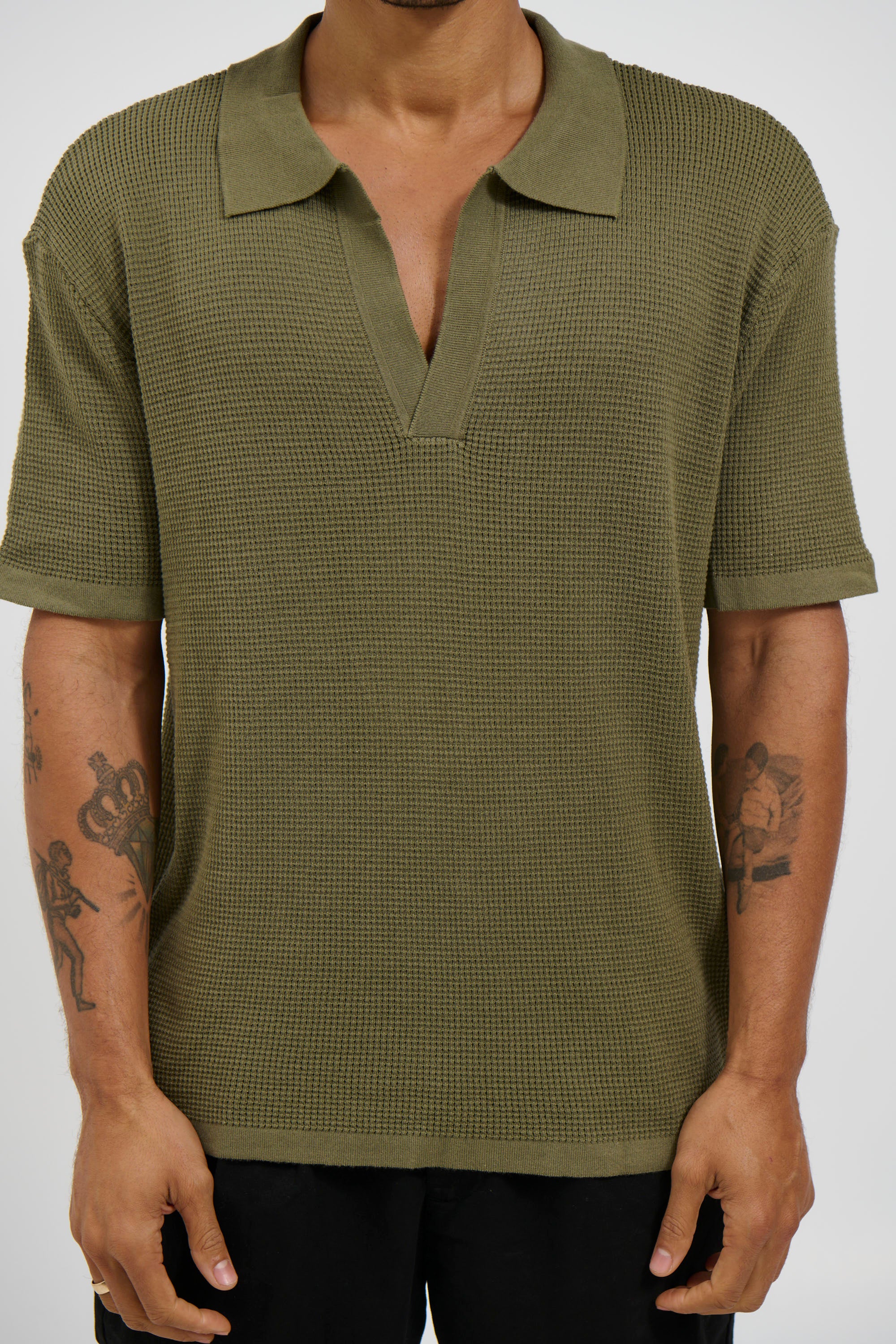 NTH Open Neck Polo Army