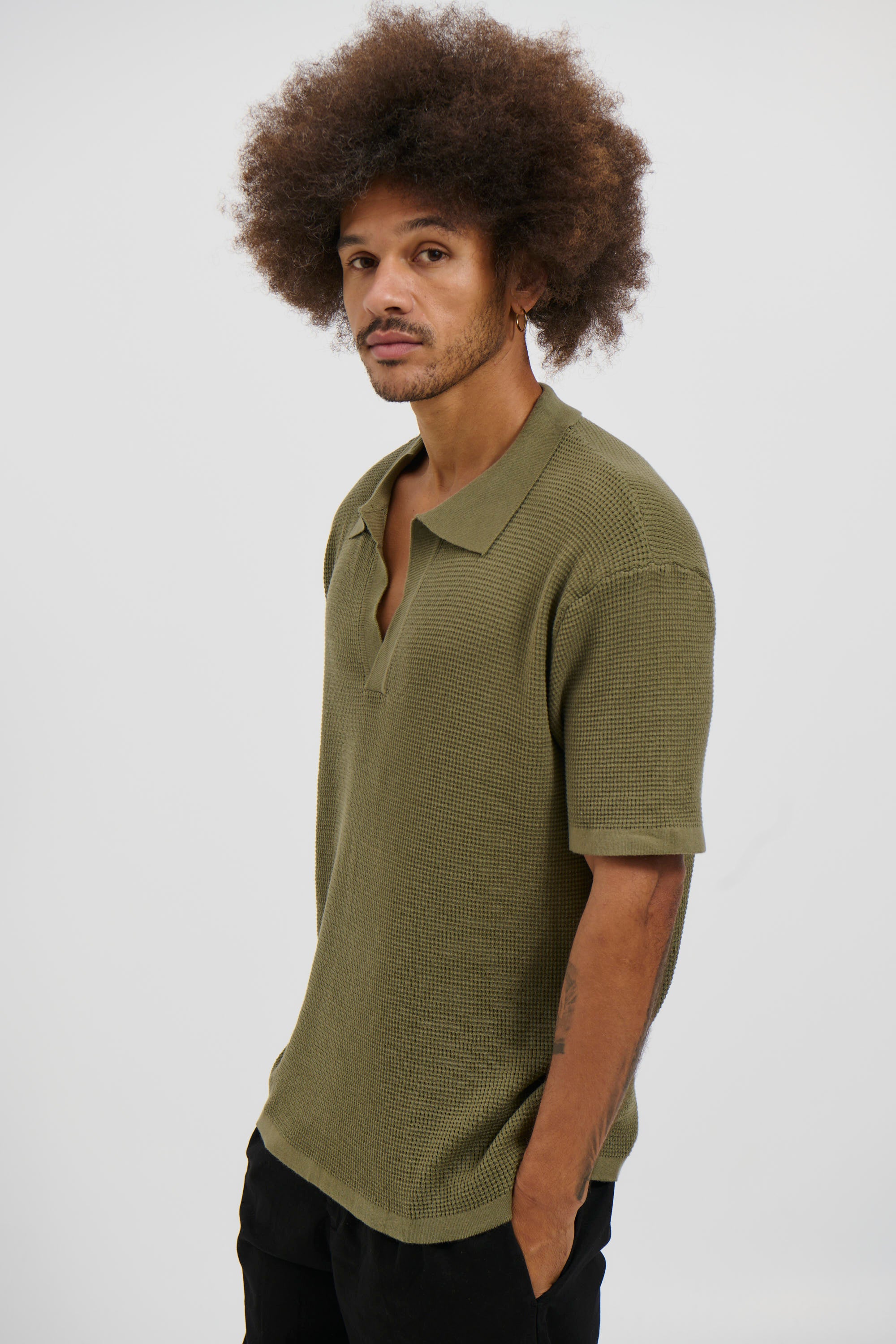 NTH Open Neck Polo Army