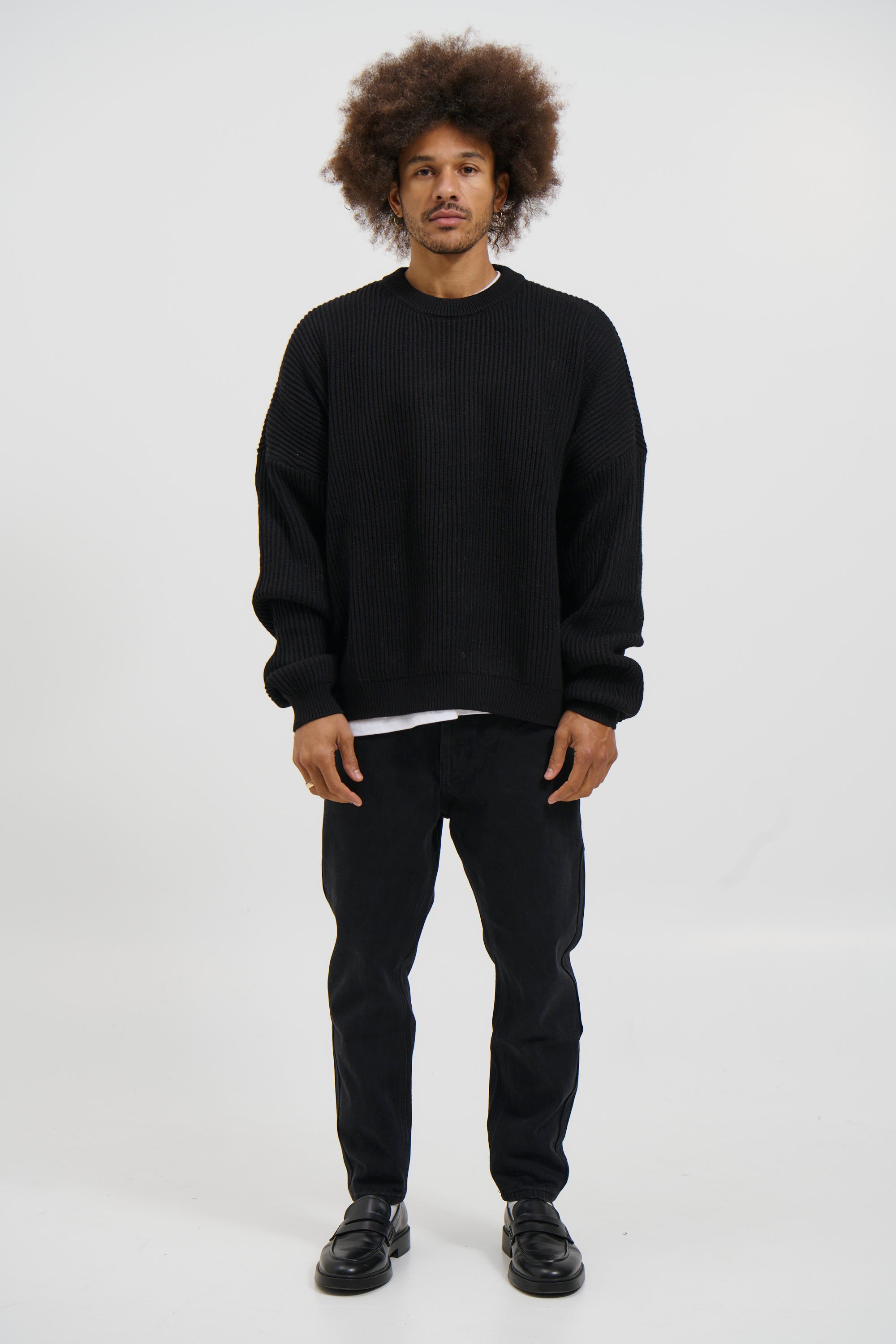 Drop Sleeve Heavy Knit Black