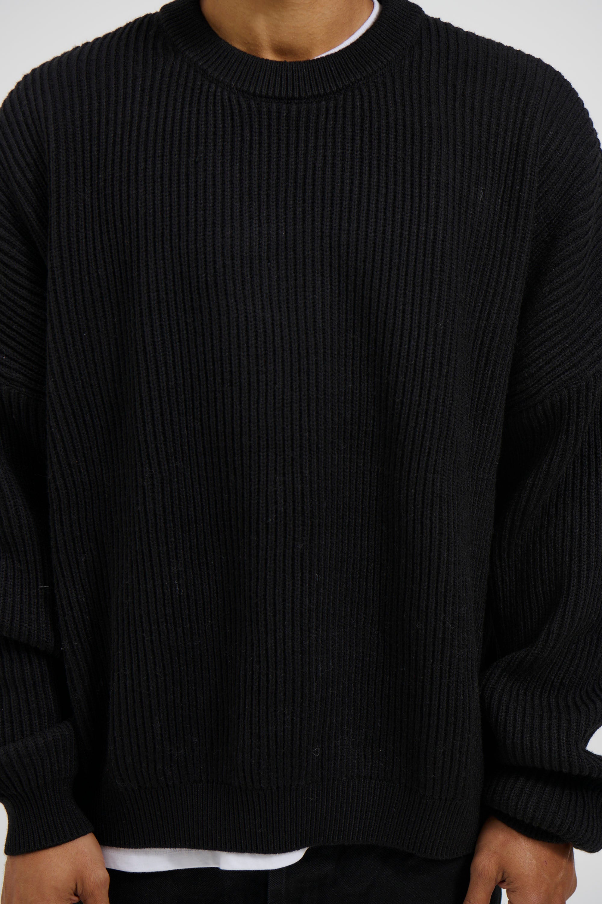 Drop Sleeve Heavy Knit Black
