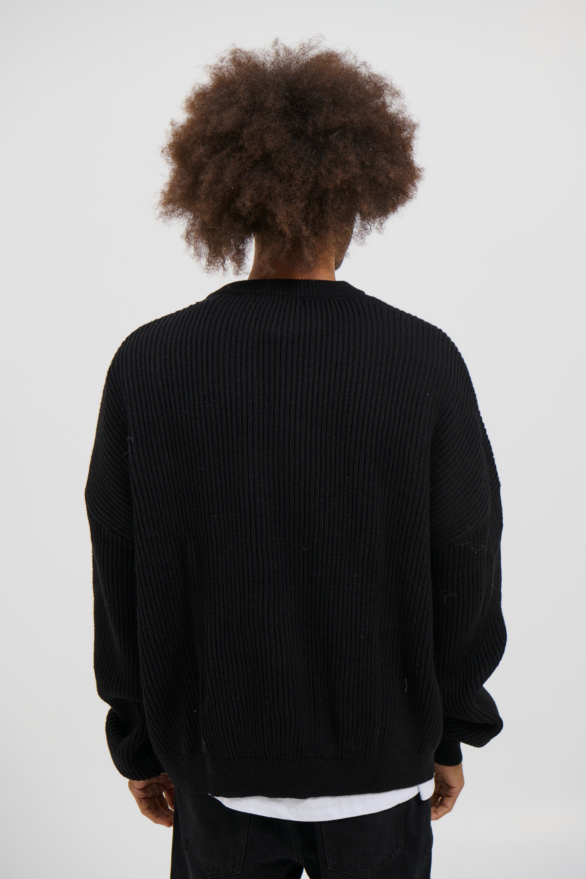 Drop Sleeve Heavy Knit Black