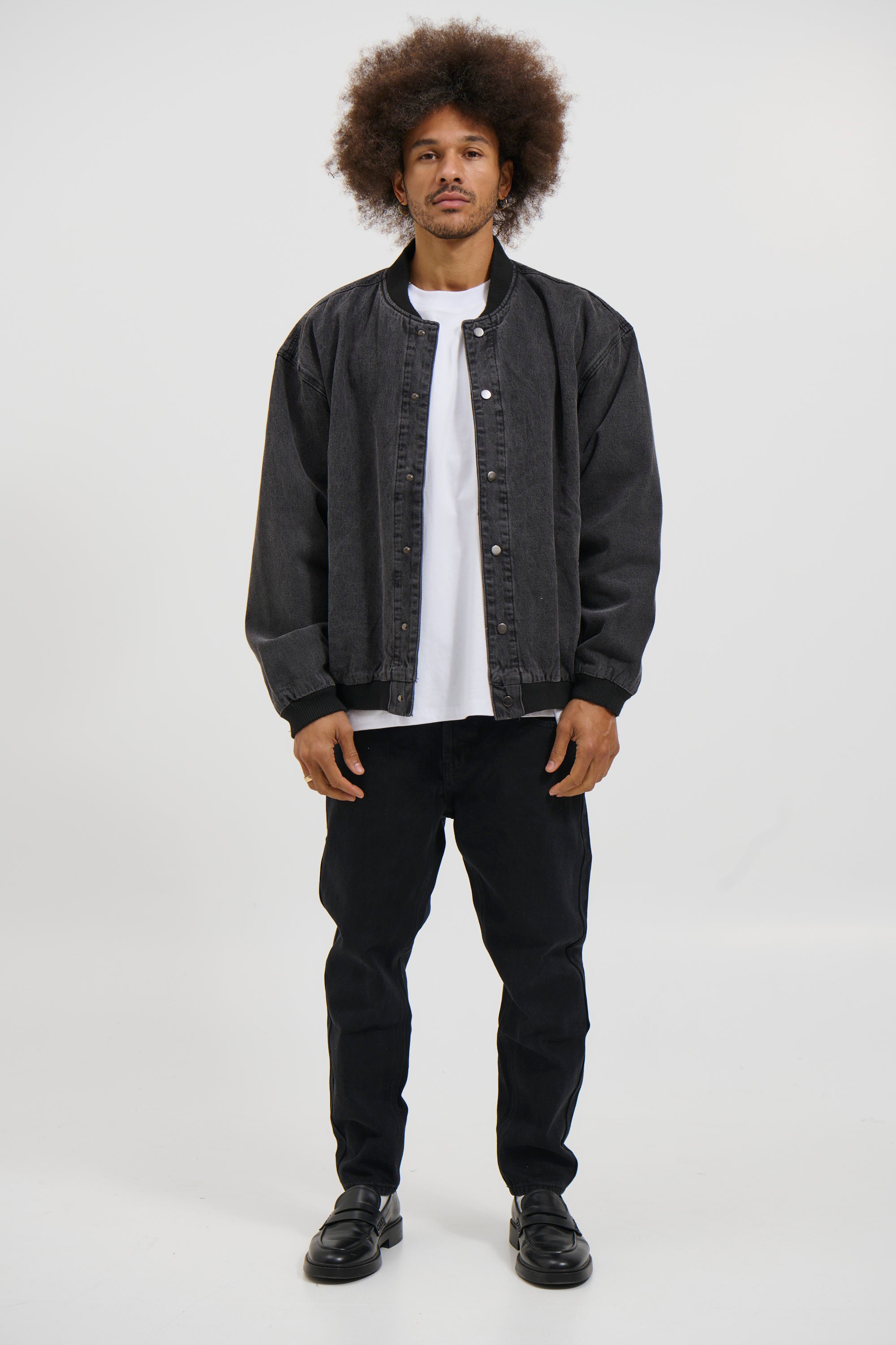 Vintage Bomber Denim Jacket Black