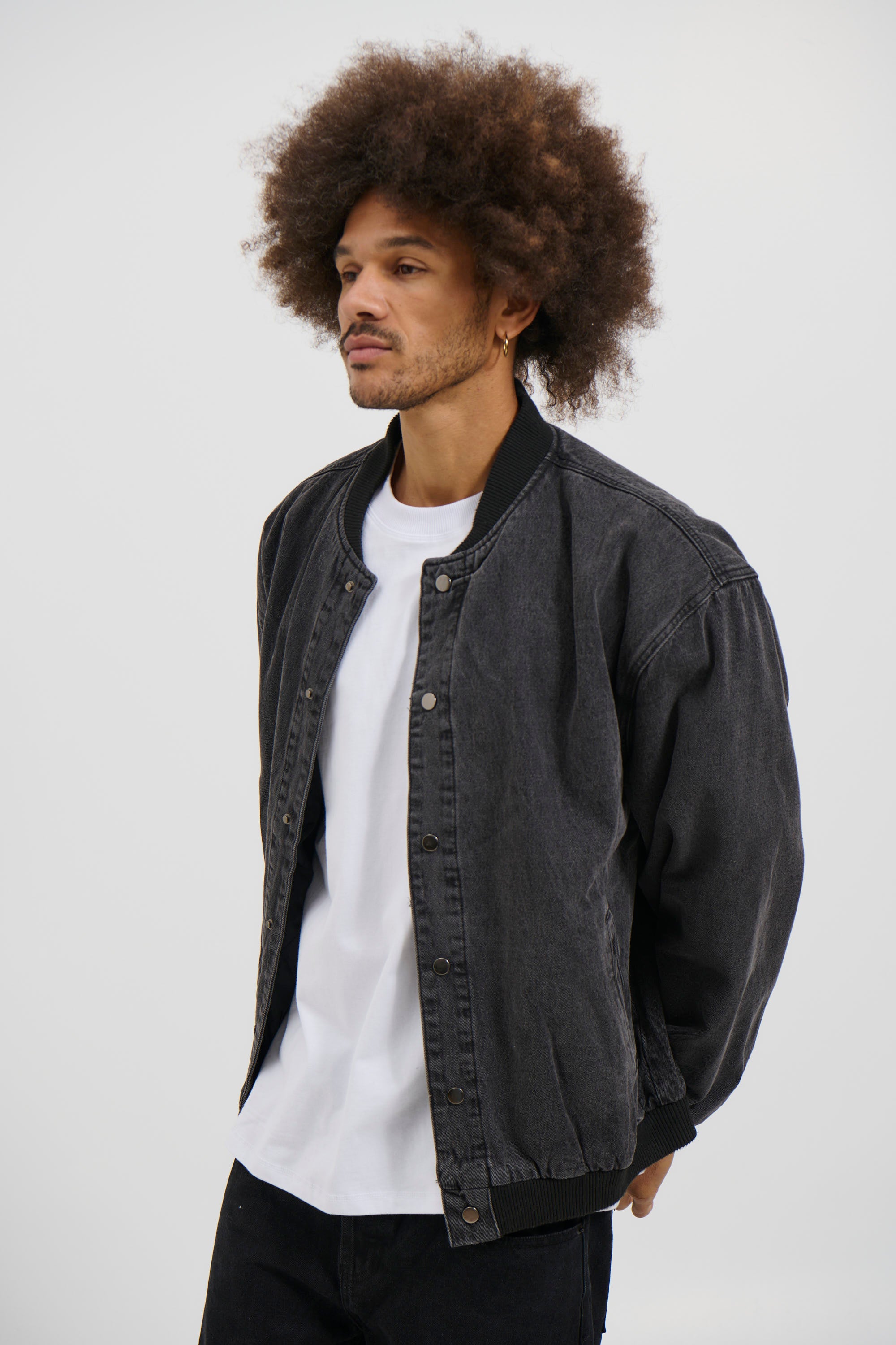 Vintage Bomber Denim Jacket Black