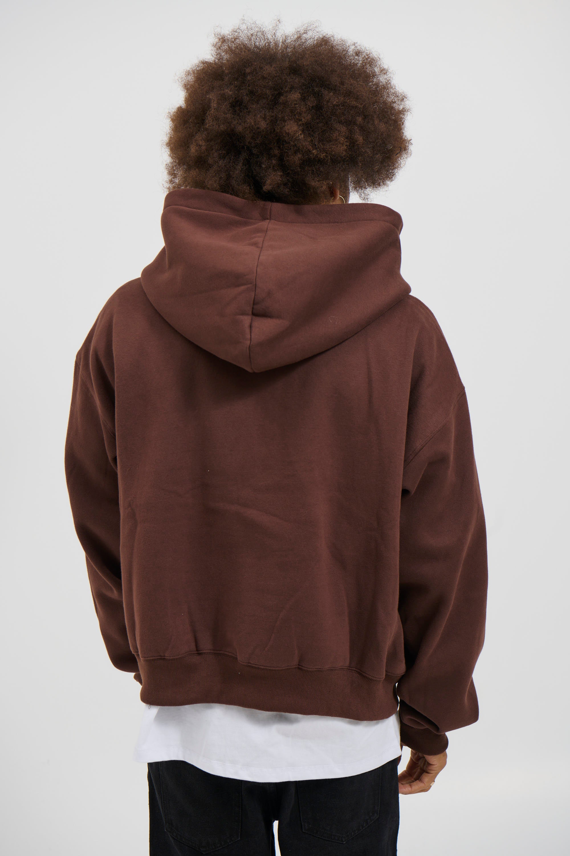 Half Zip Heavyweight Hood Choc