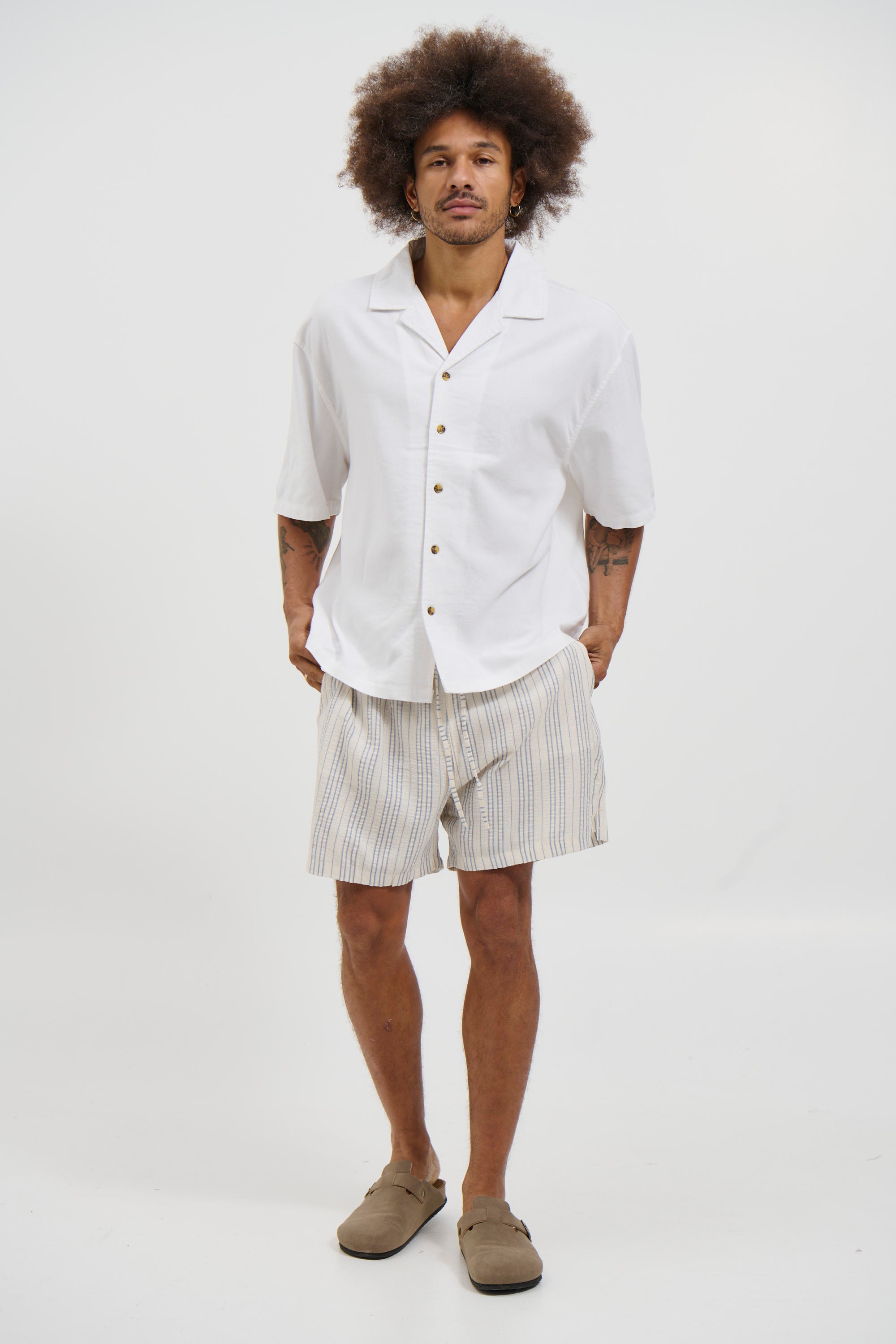 Raf Cropped Shirt Linen White