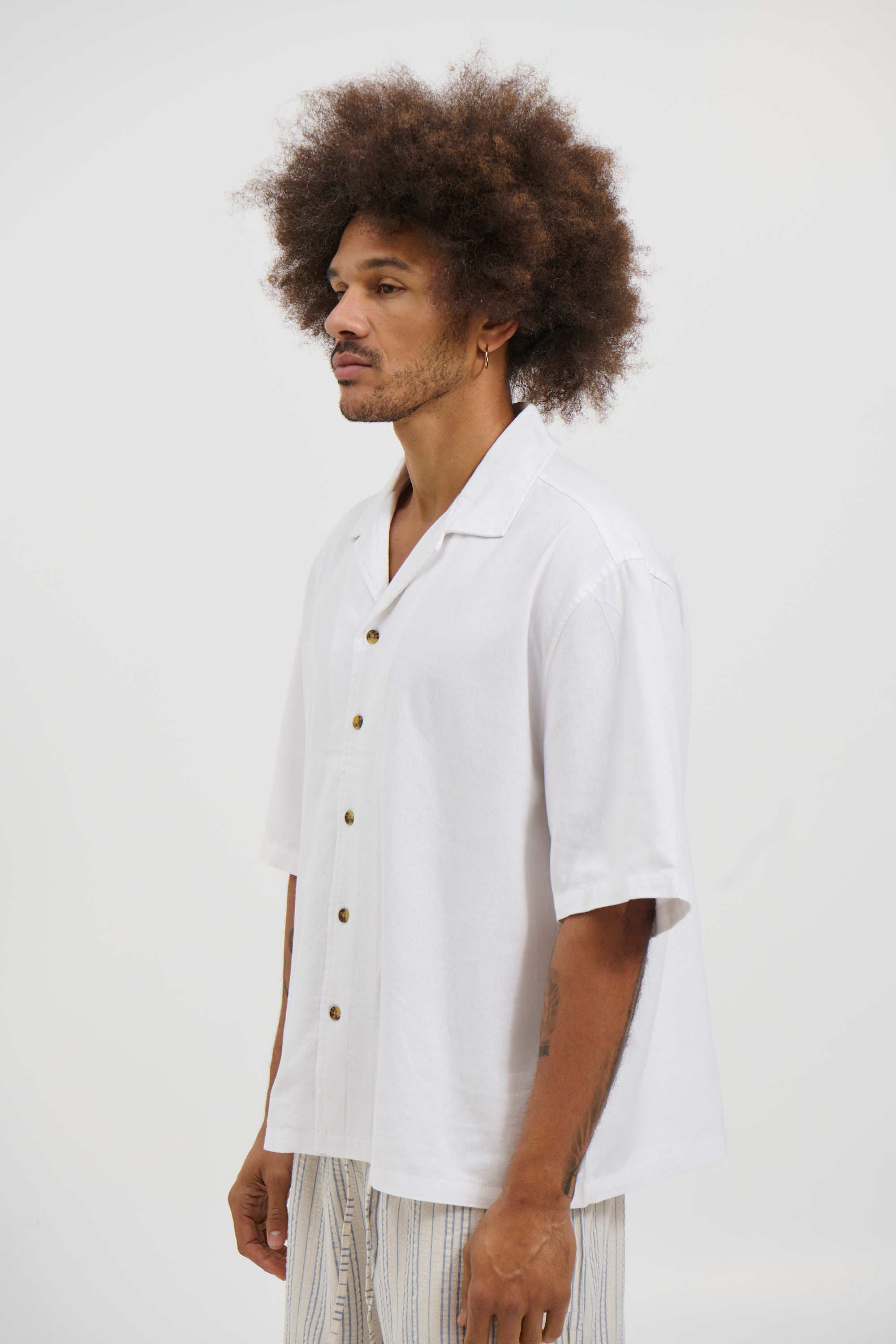 Raf Cropped Shirt Linen White