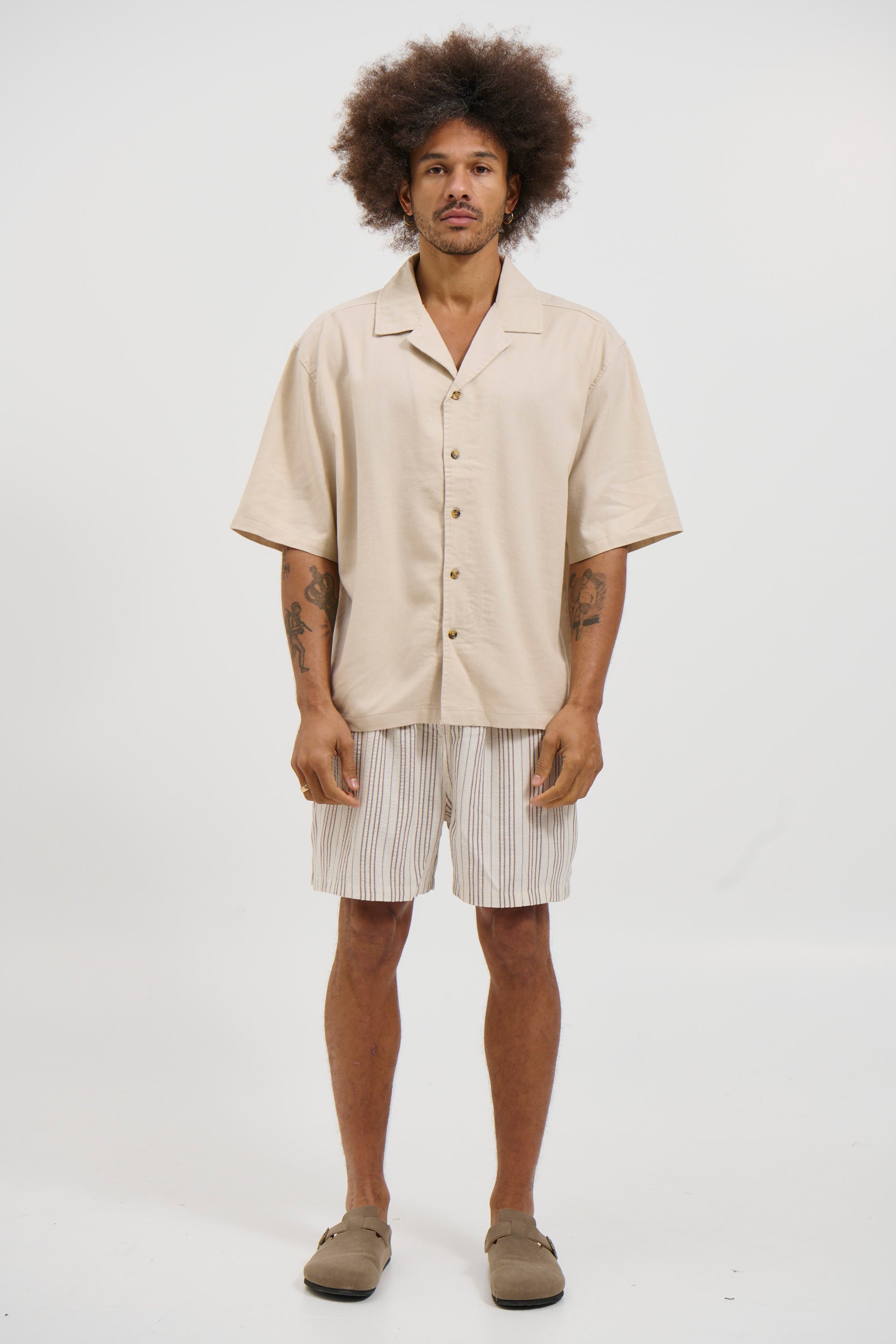 Raf Cropped Shirt Linen Oat