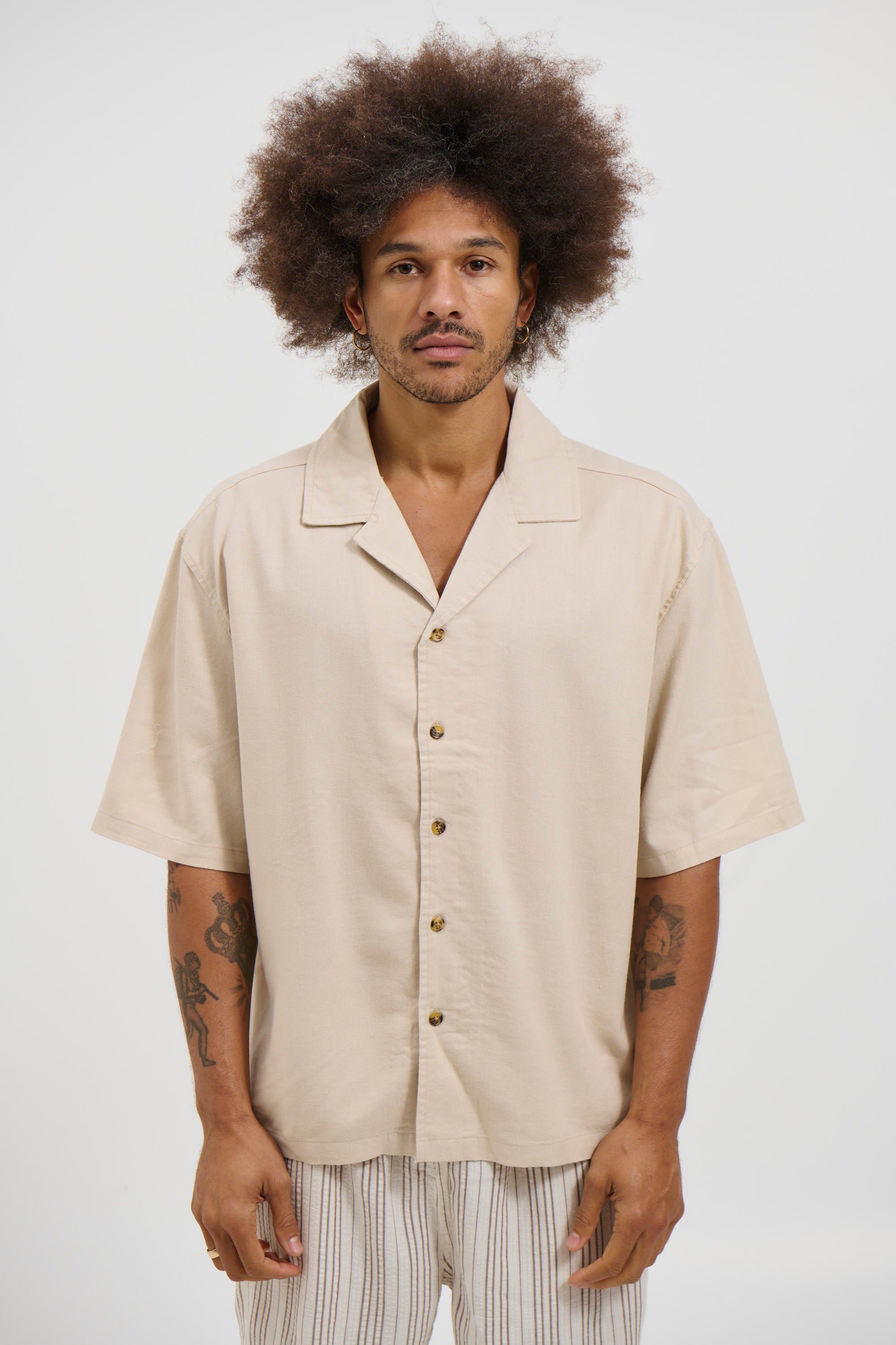Raf Cropped Shirt Linen Oat