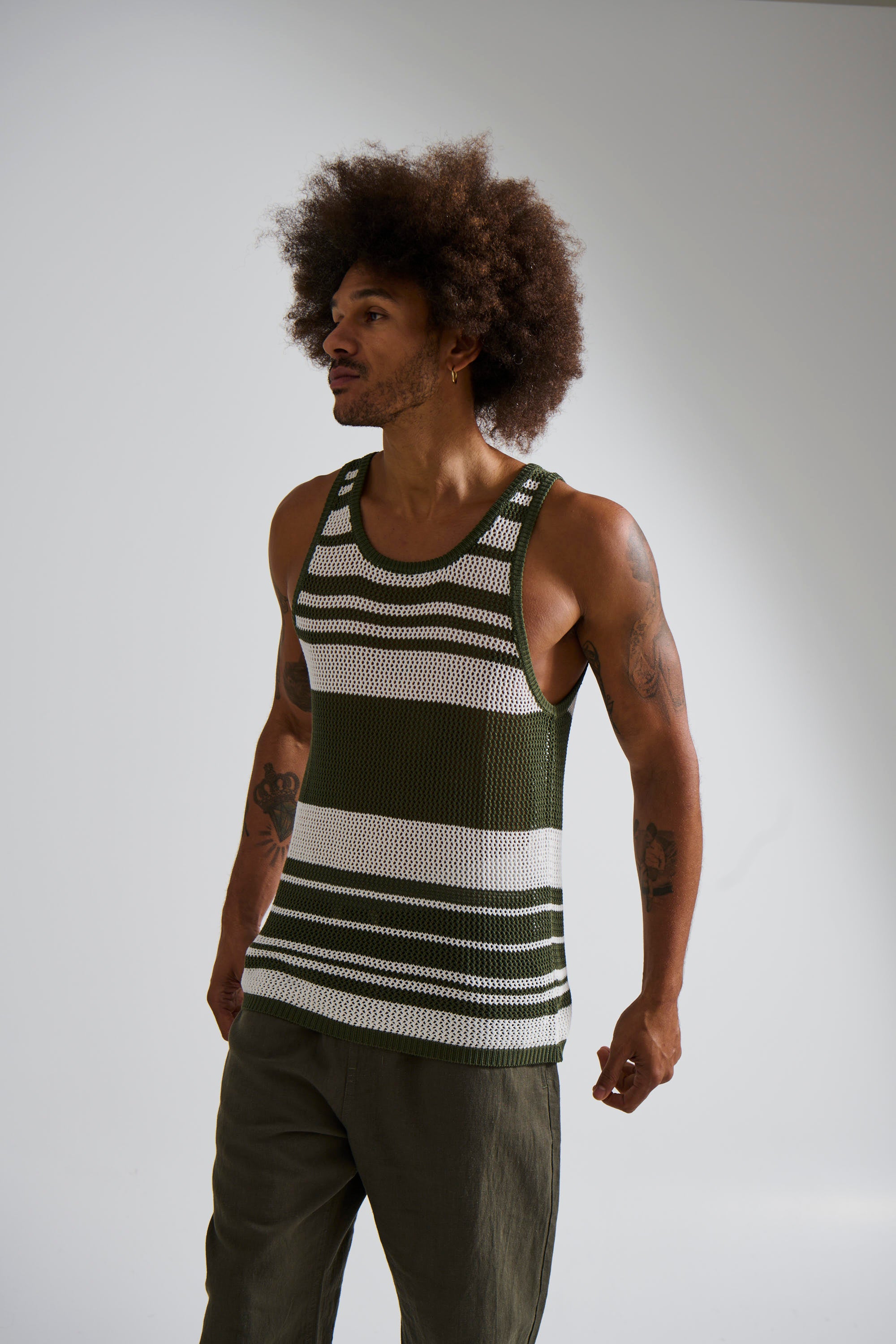 Alcha Tank Khaki/White
