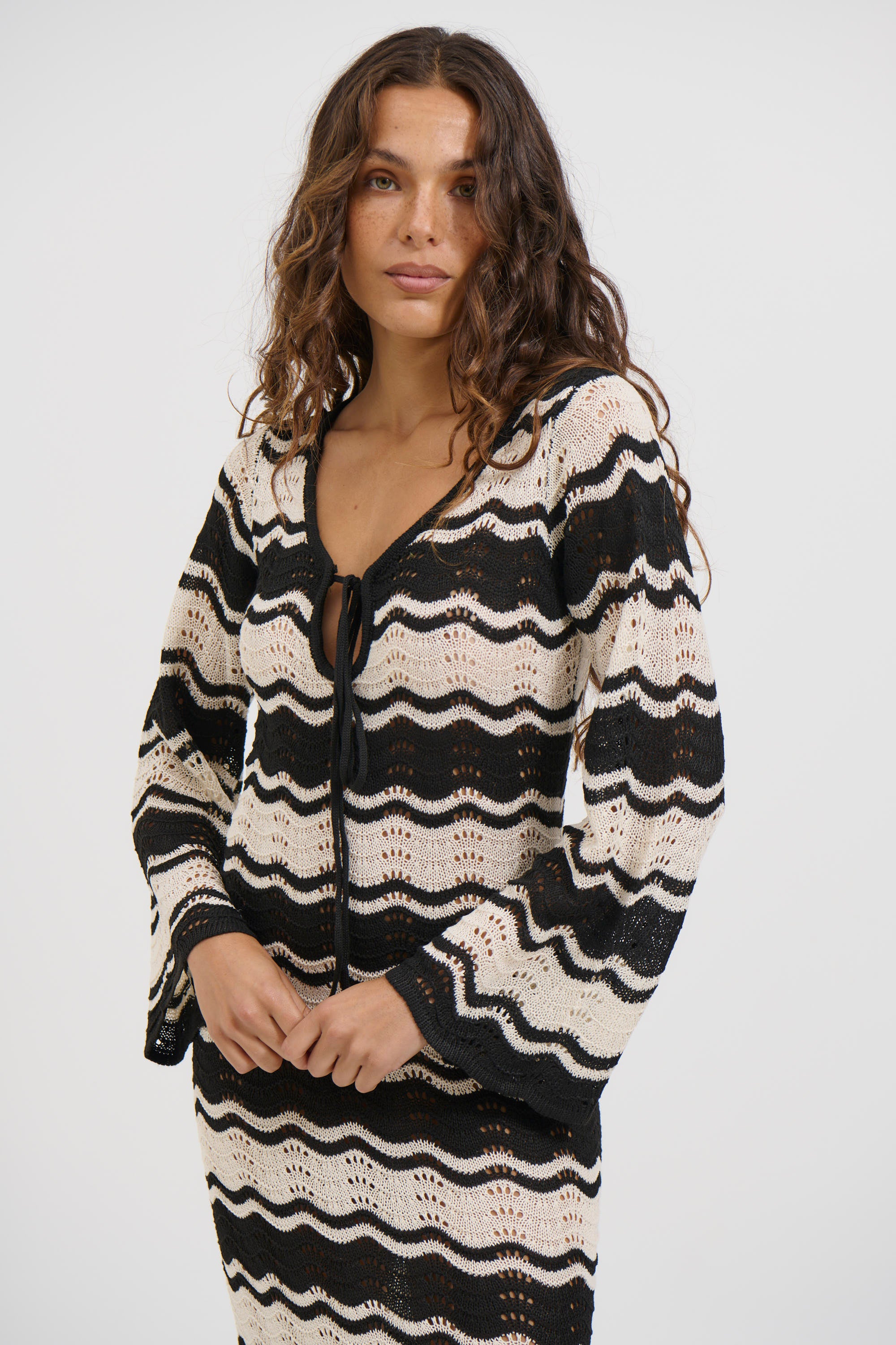 Aria Maxi Dress Black/Beige