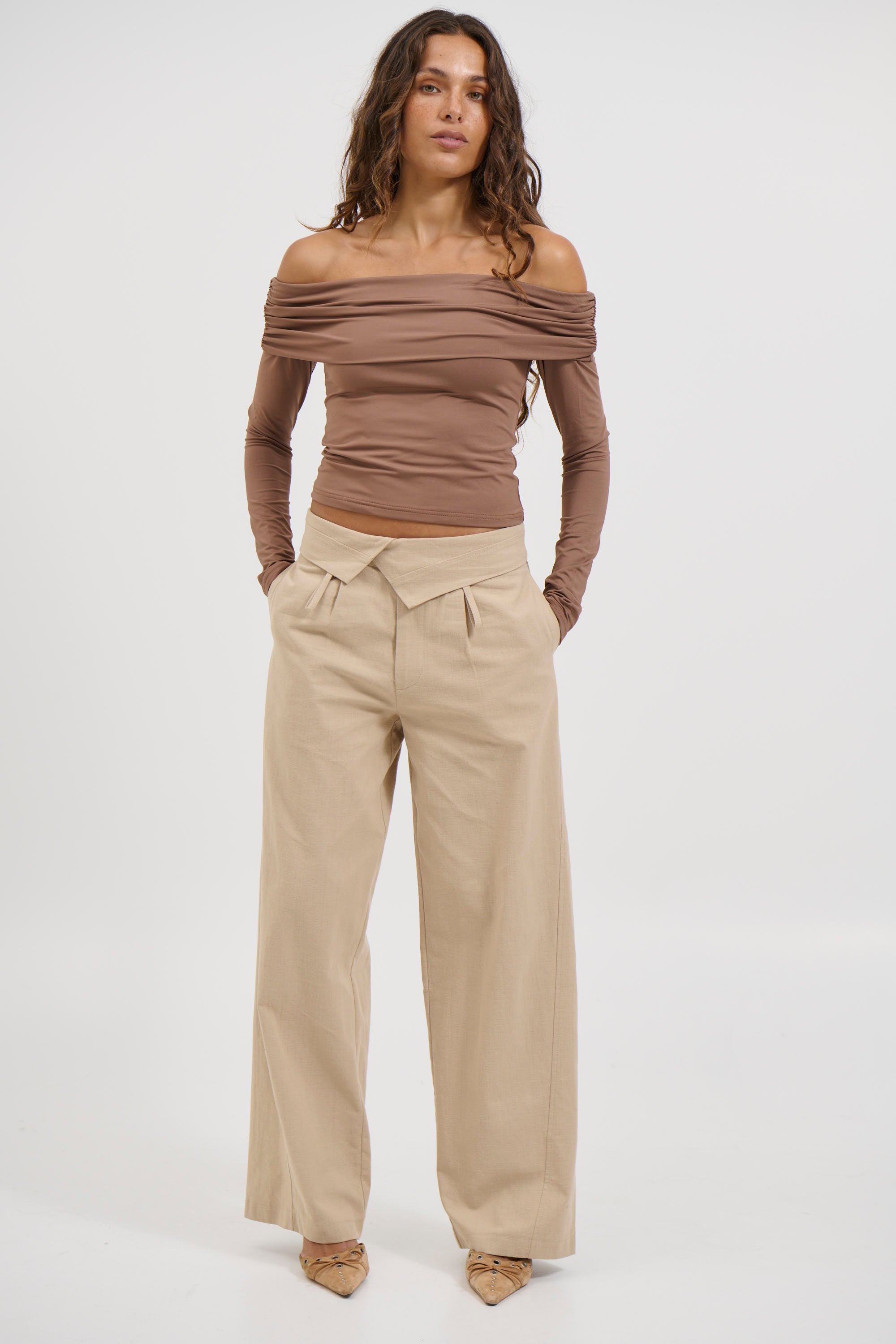 August Off The Shoulder Top Chocolate