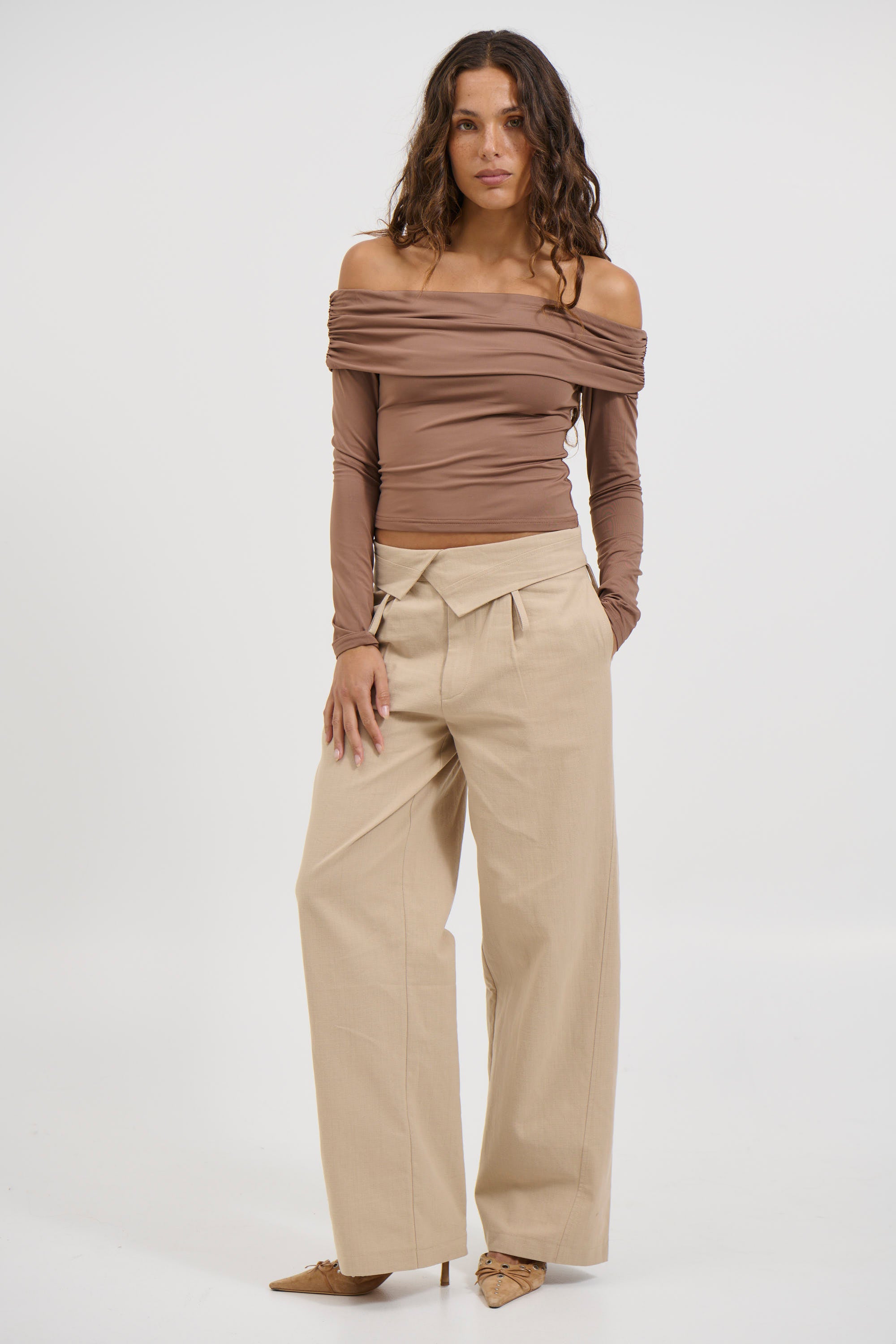 August Off The Shoulder Top Chocolate