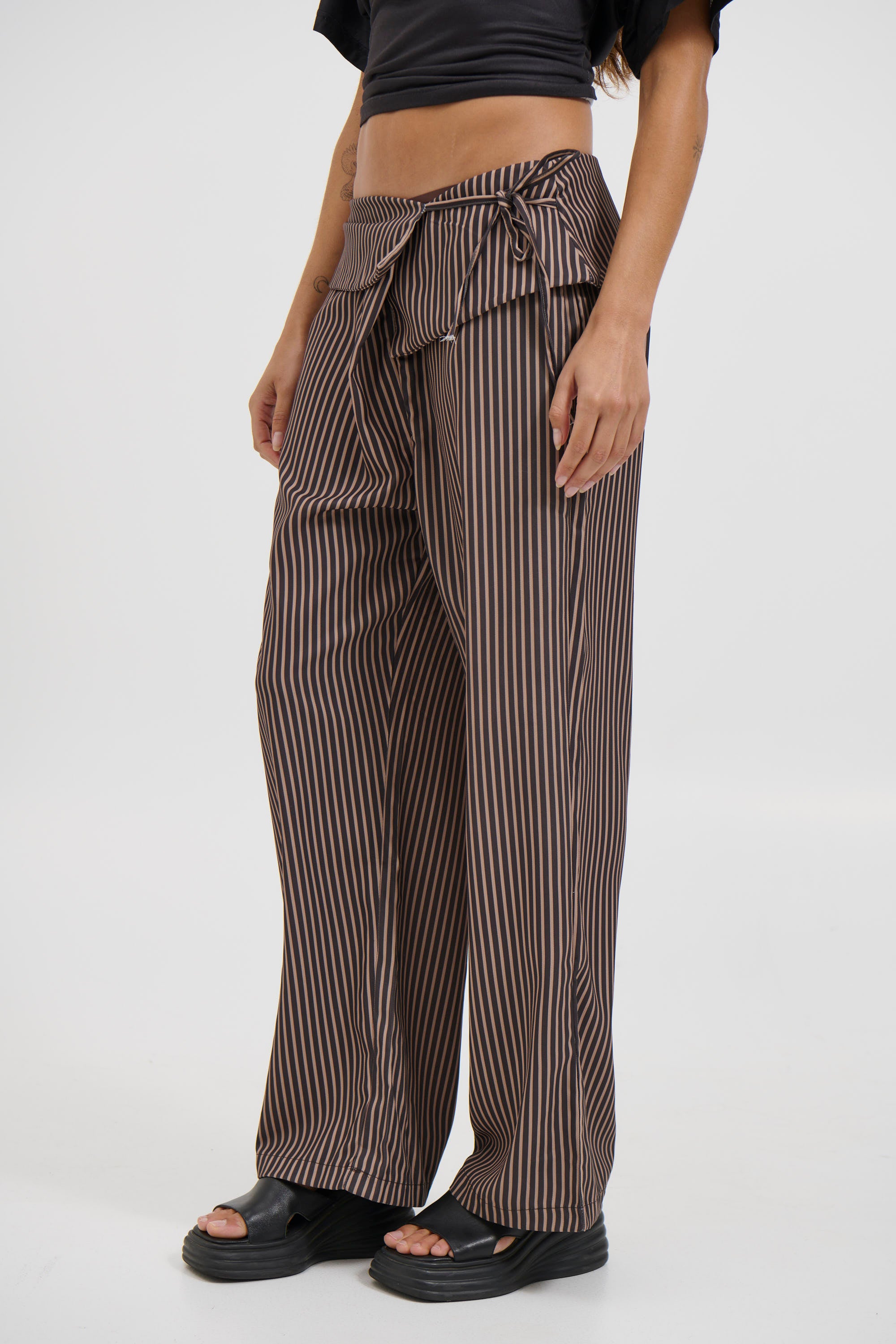 June Pinstripe Pant Brown