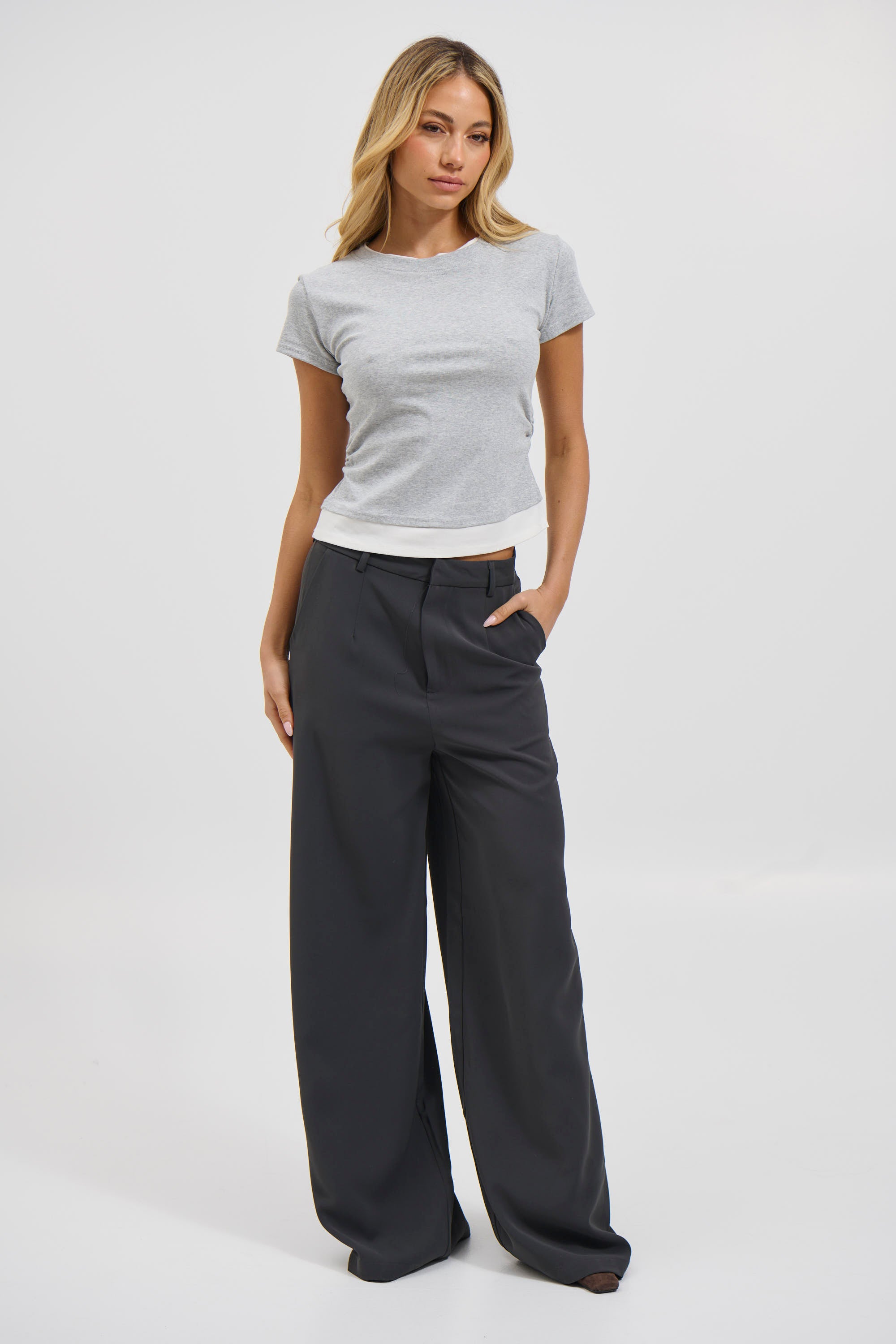 Sunday Layered Tee Grey