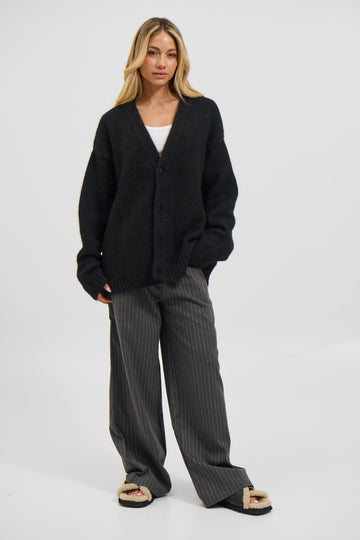 Unisex Knitted Oversize Cardigan Black