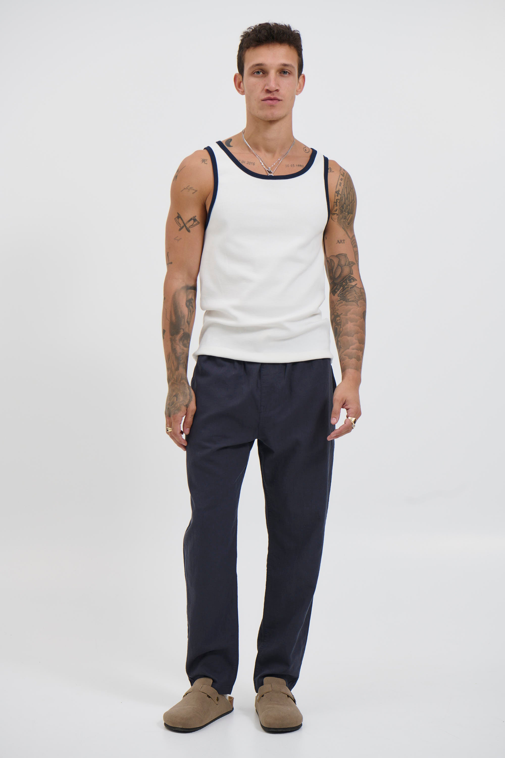 NTH Fitted Tank Navy Rib