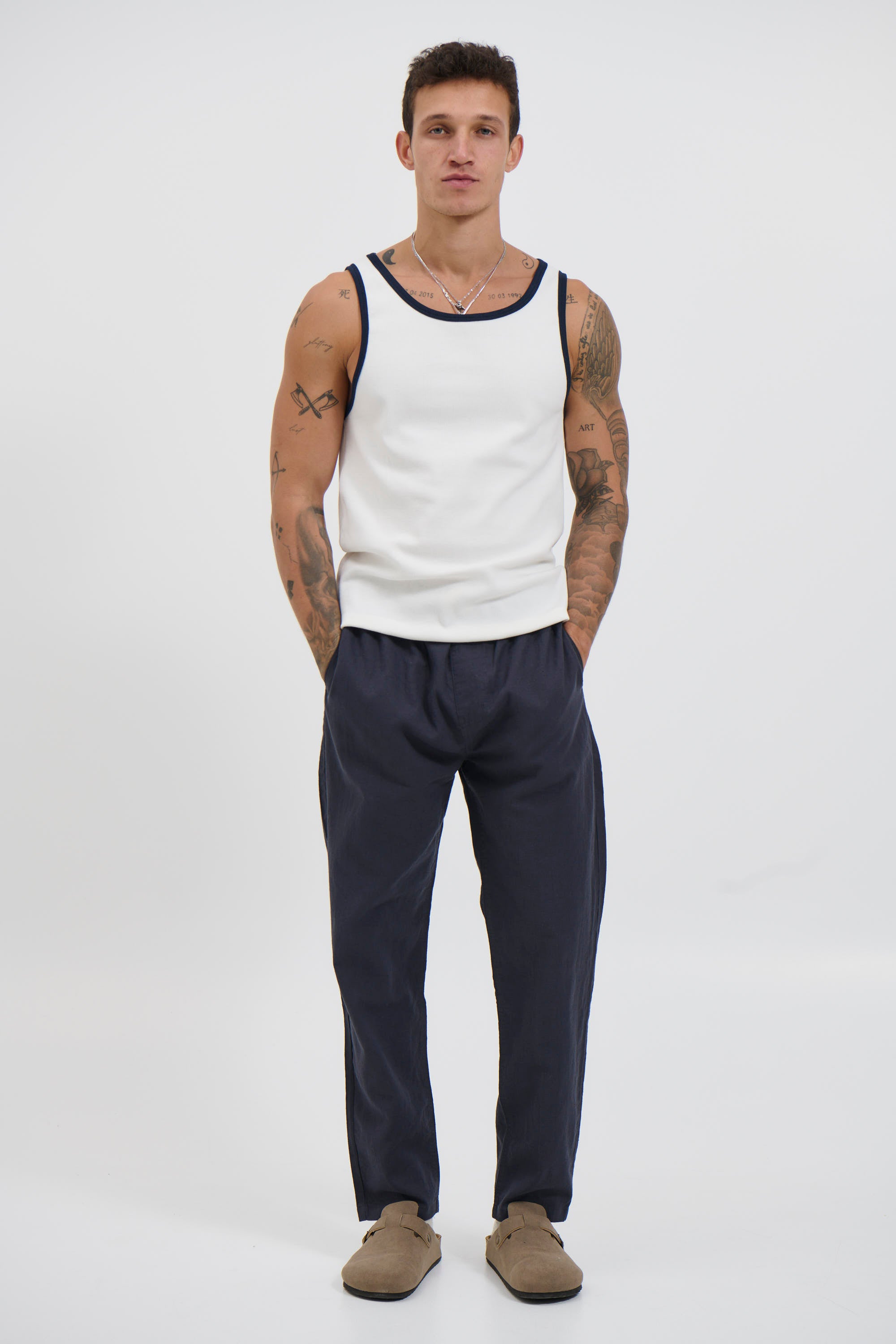 NTH Fitted Tank Navy Rib