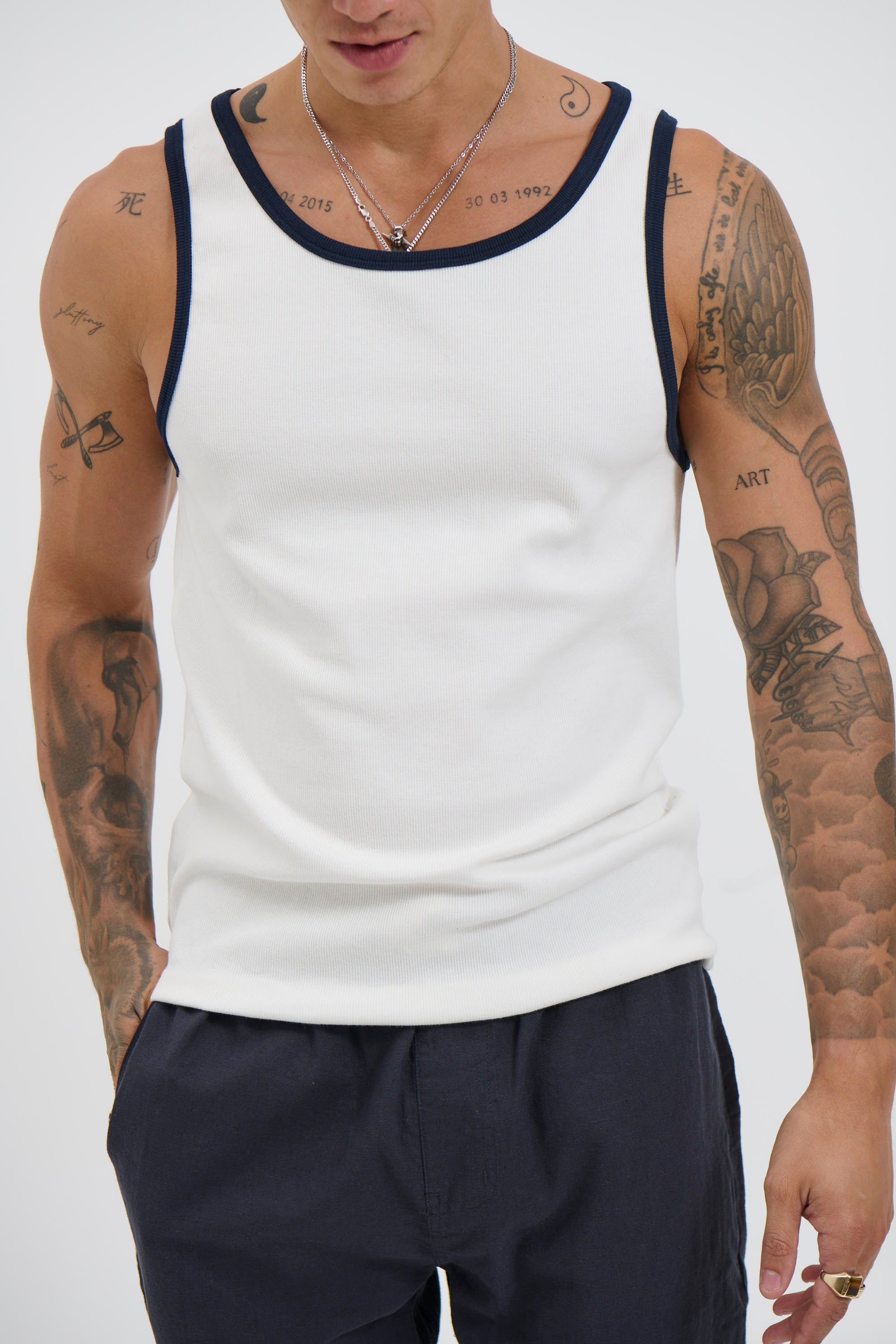 NTH Fitted Tank Navy Rib