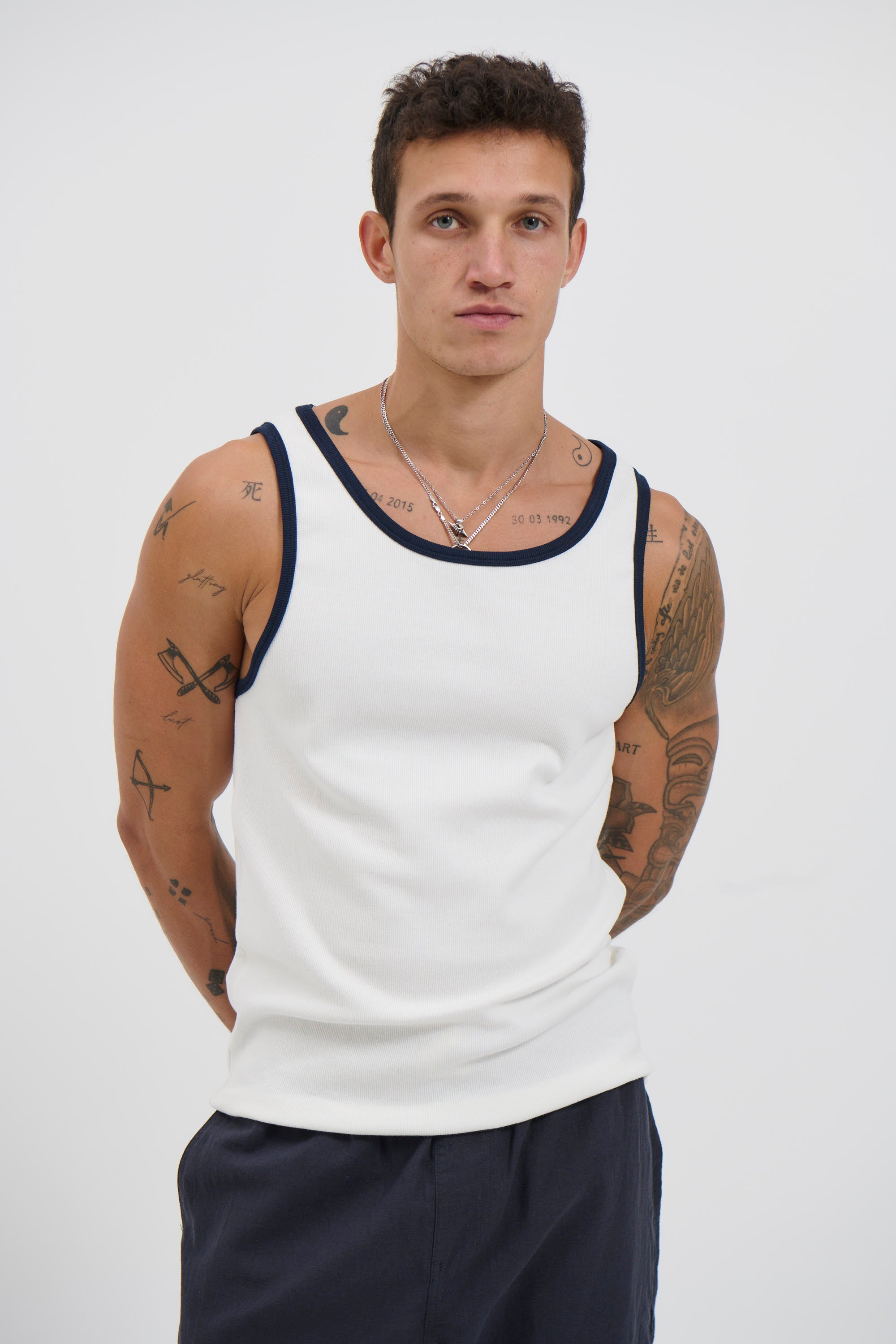 NTH Fitted Tank Navy Rib